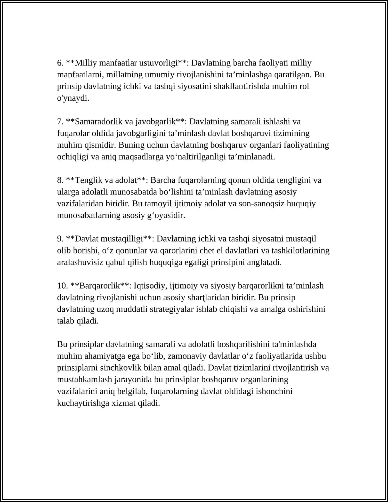 O‘ZBEKISTON RESPUBLIKASI KONSTITUTSIYASI 3 BO‘LIMINING MAZMUNINI YORITING 4