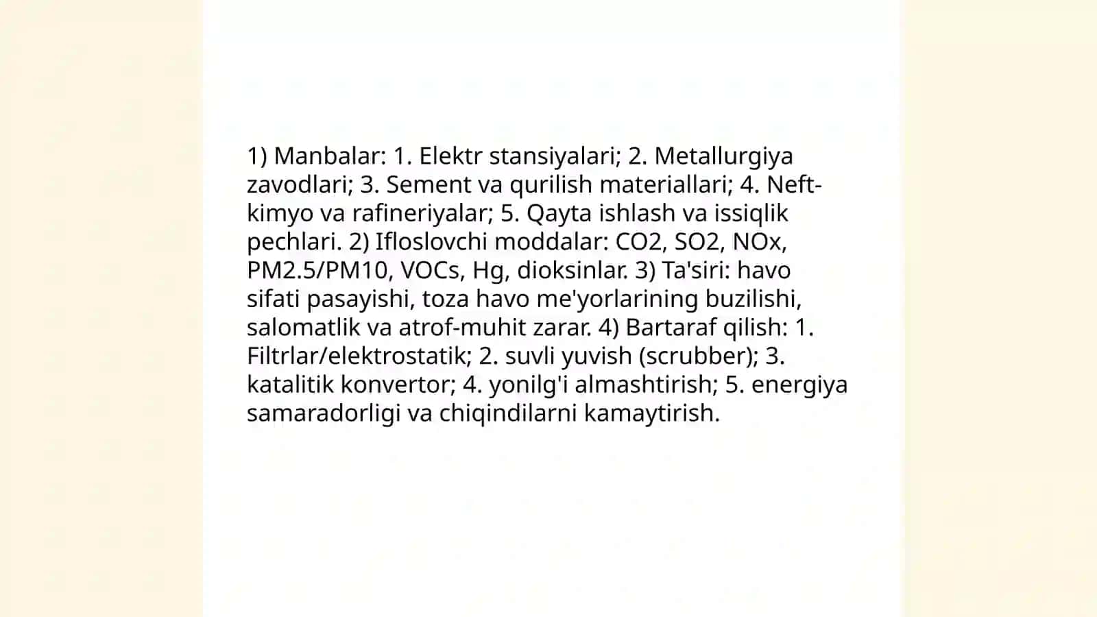 Atmasferani ifloslanishi va uni bartaraf qilish yo'llari 4