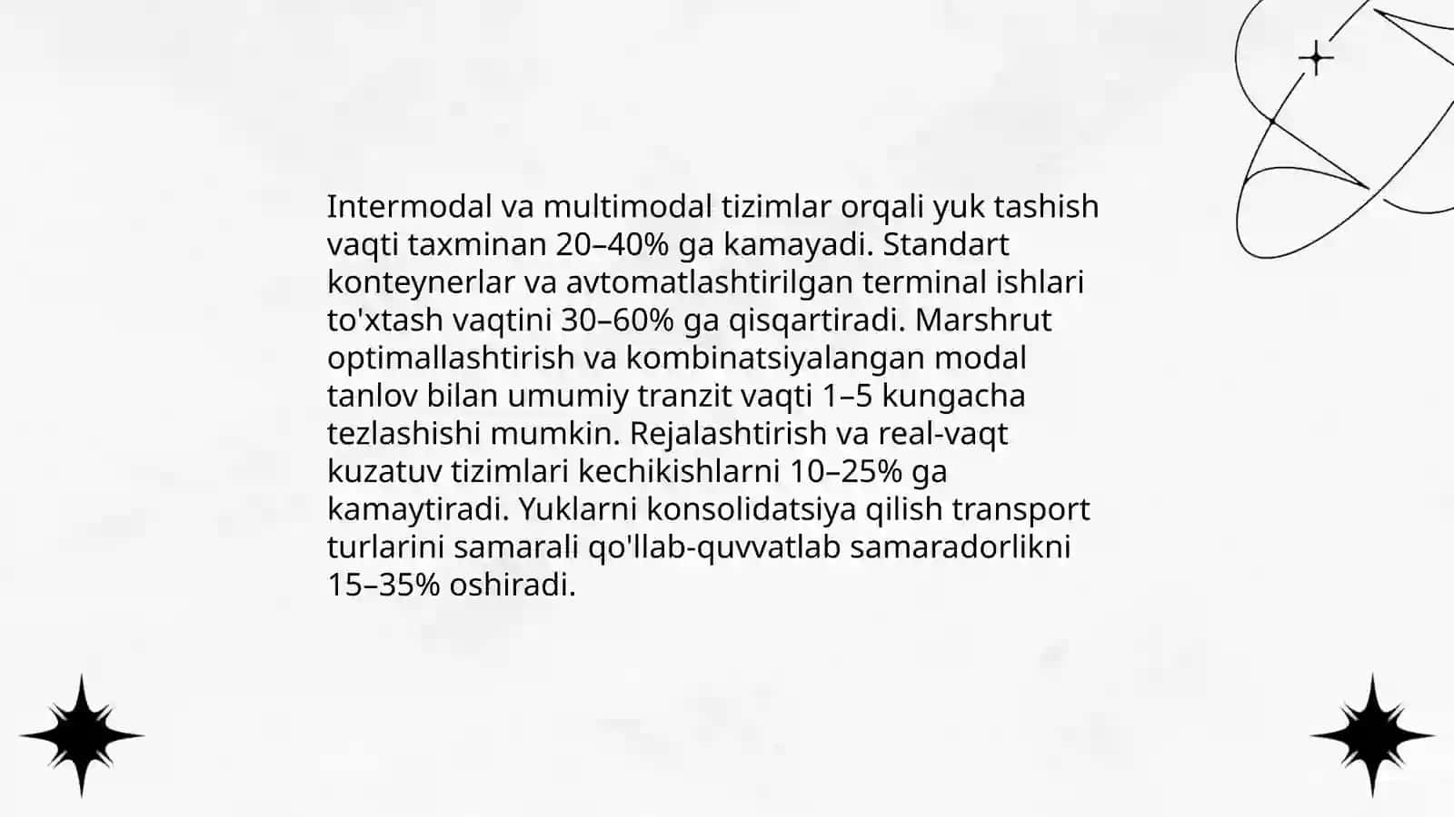 Intermodal va multimodal transport texnologiyalari asosiy afzaliklari 4