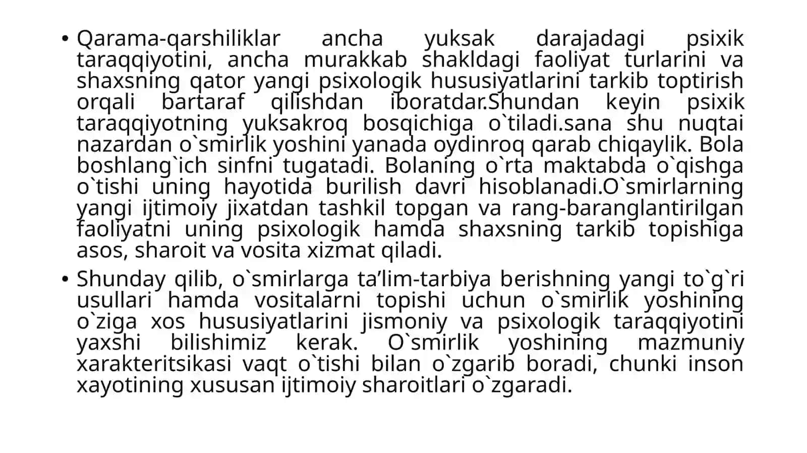 O`smirlik davri intellektual va emotsional rivojlanish xususiyatlari 4