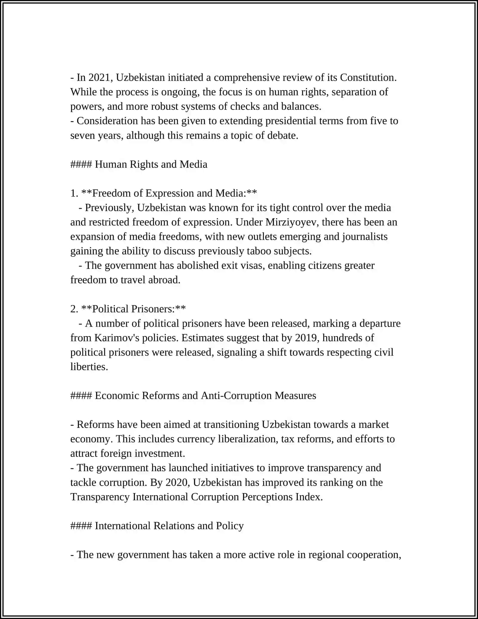 MUSTAQIL ISH Mavzu: THE PERSPECTIVES OF NEW UZBEKISTAN 4