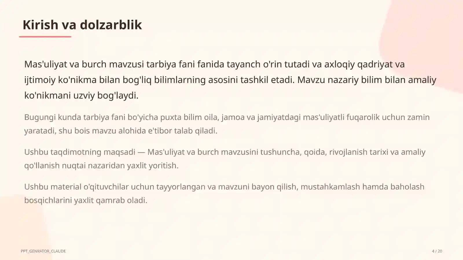 Mas'uliyat va burch (6-sinf) 4