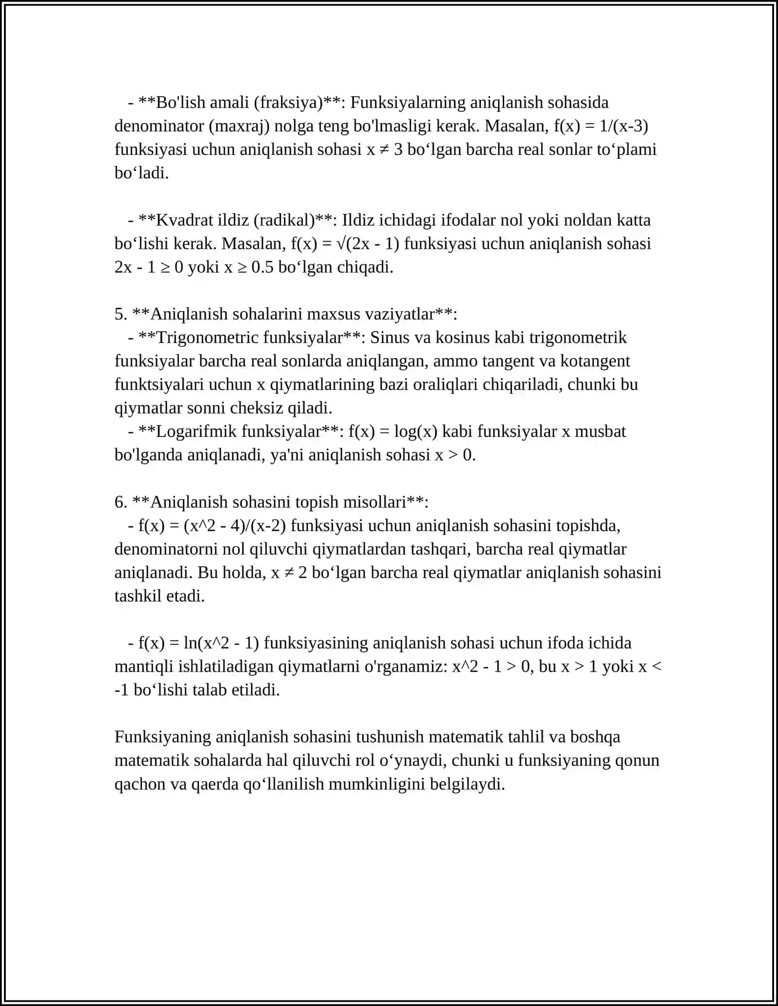 MUSTAQIL ISH Mavzu: HOSILA YORDAMIDA FUNKSIYANING MONOTONLIKKA TEKSHIRISH 4