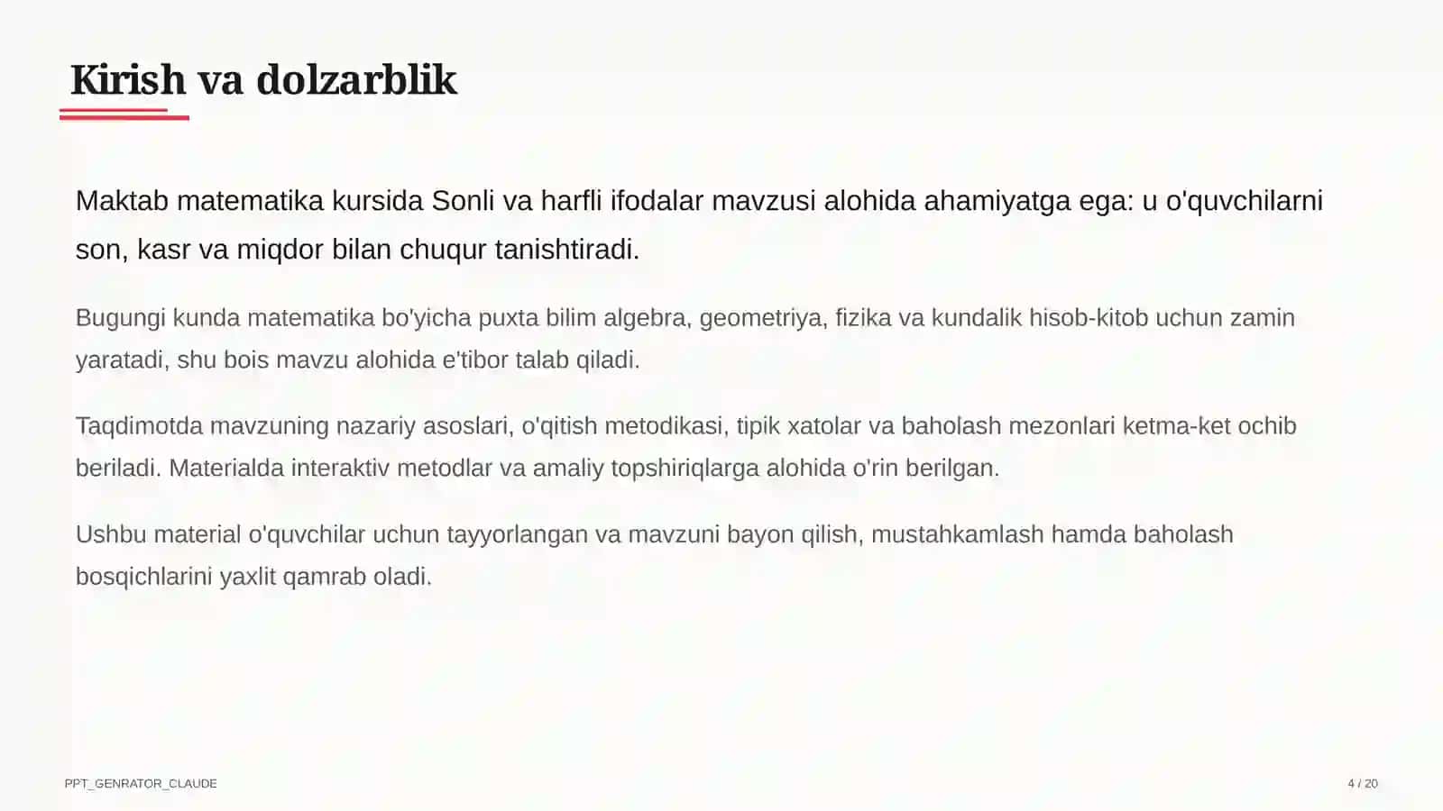 Sonli va harfli ifodalar (5-sinf) 4