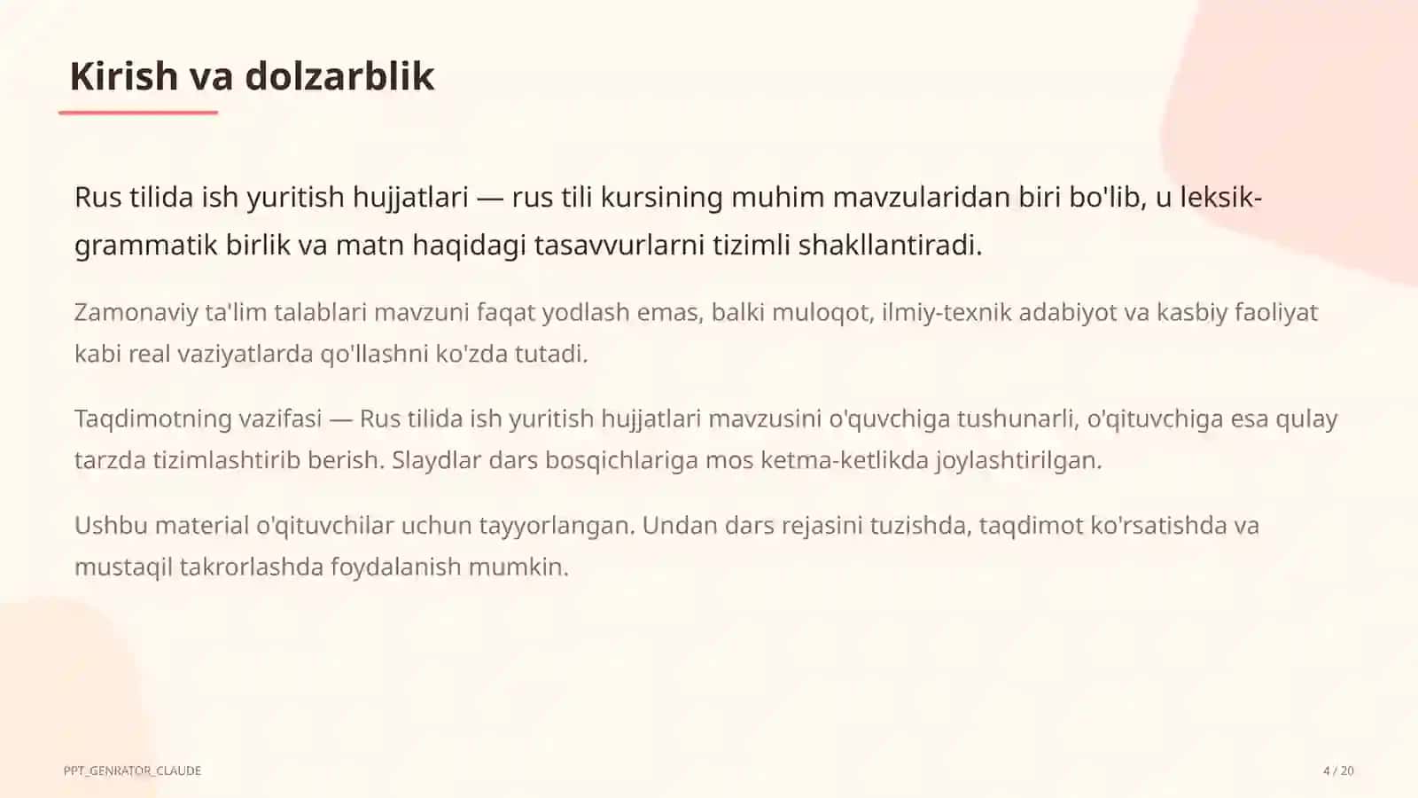 Rus tilida ish yuritish hujjatlari (10-sinf) 4