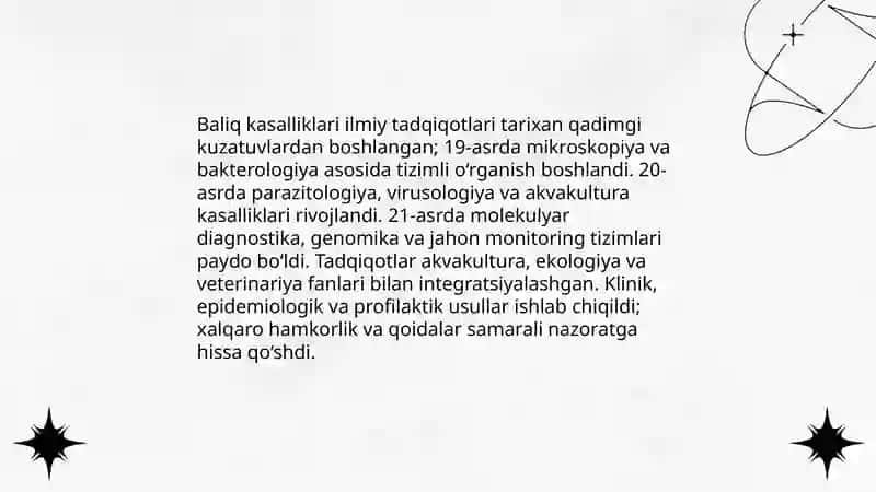 Parranda baliq va asalari kasalliklarni fanining tarixi 4