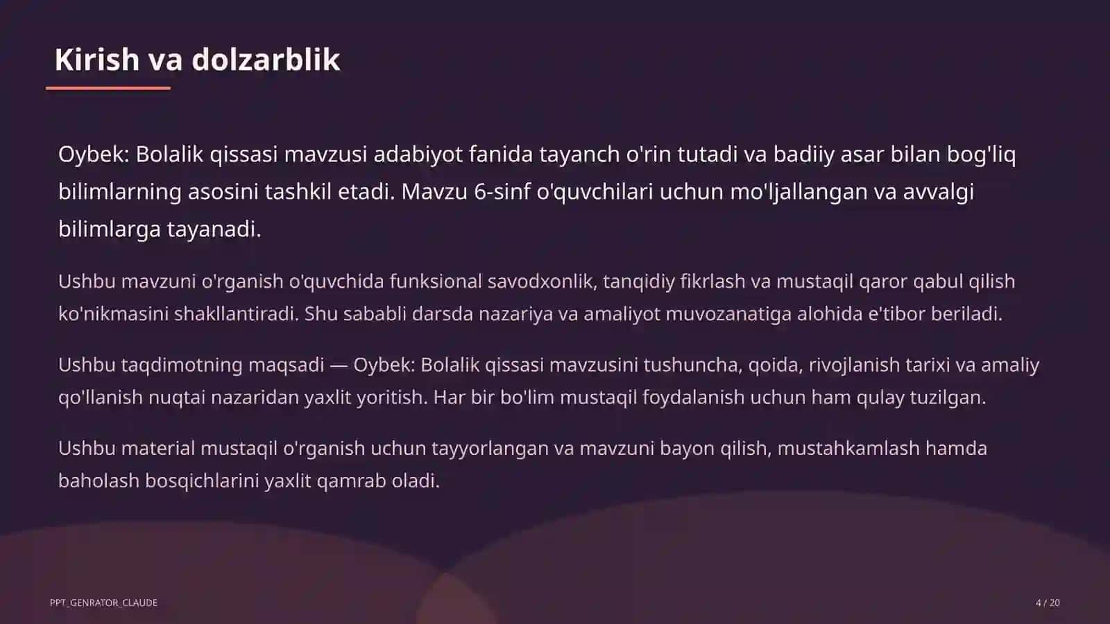 Oybek: Bolalik qissasi (6-sinf) 4