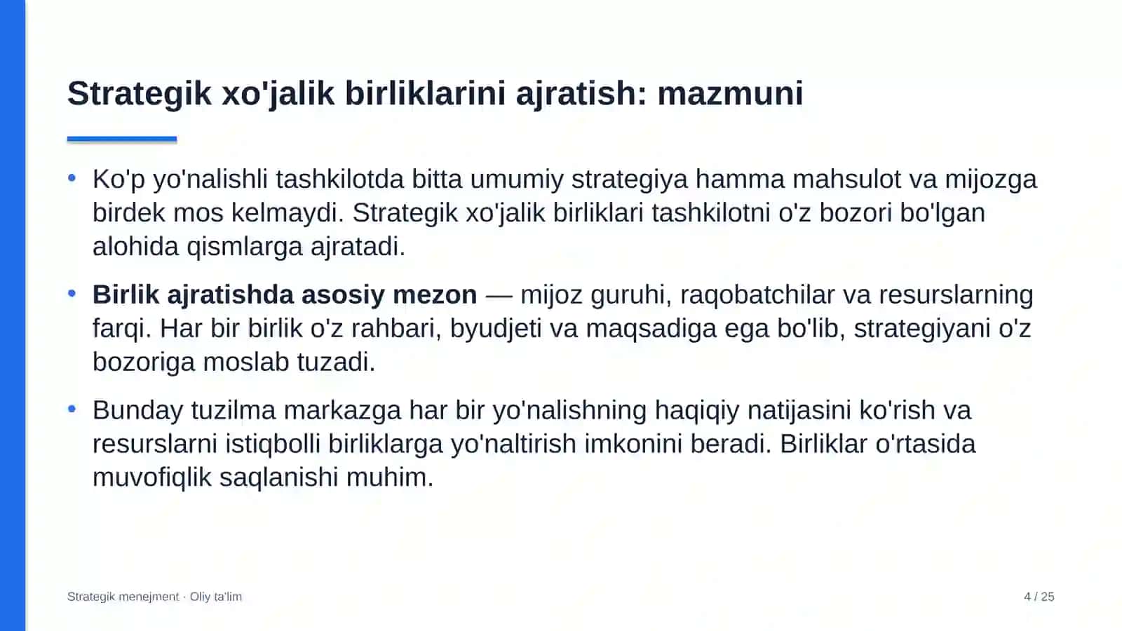 zargarlik ustaxonalarida strategik xo'jalik birliklarini ajratish 3674 4