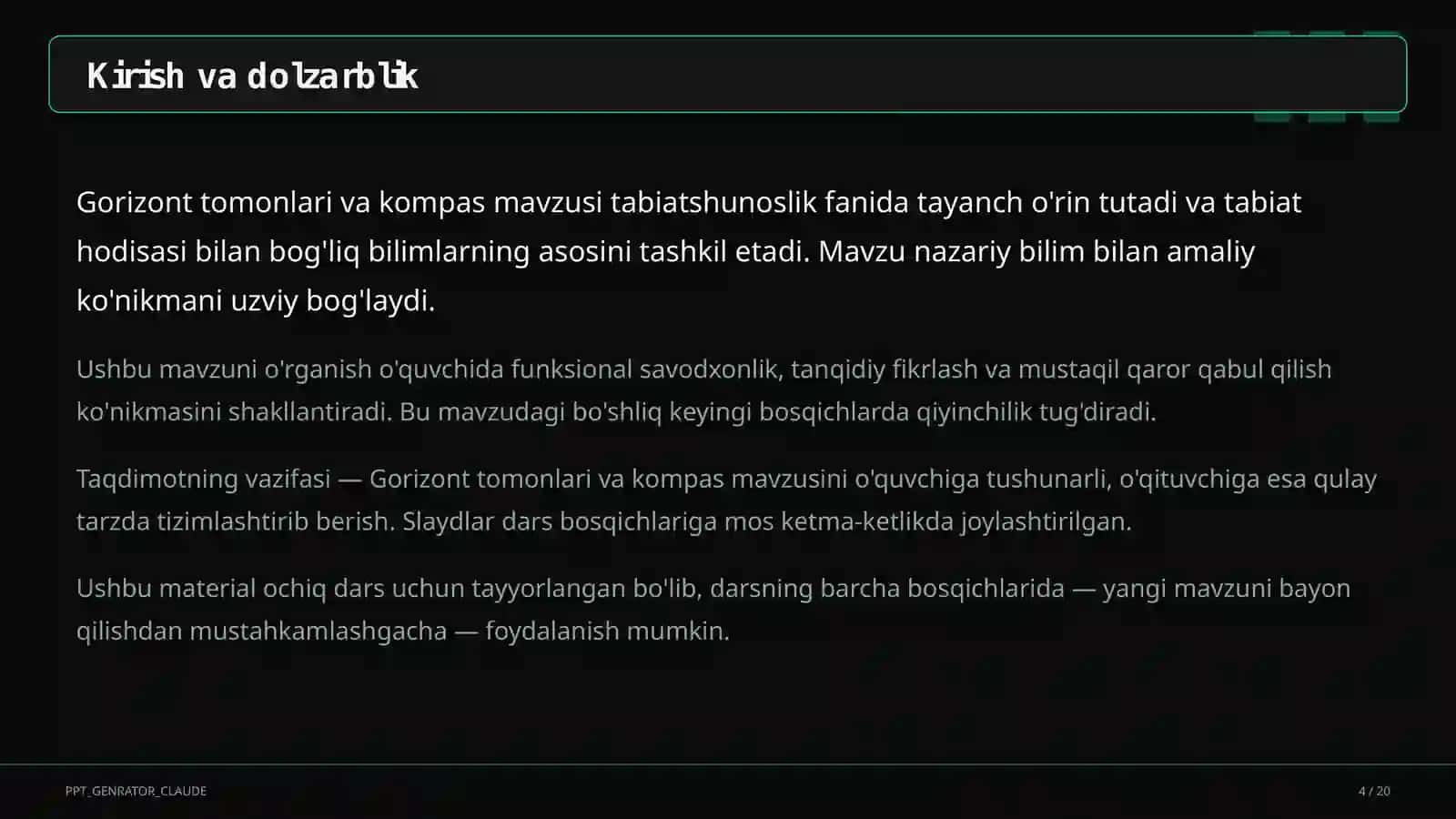 Gorizont tomonlari va kompas (3-sinf) 4