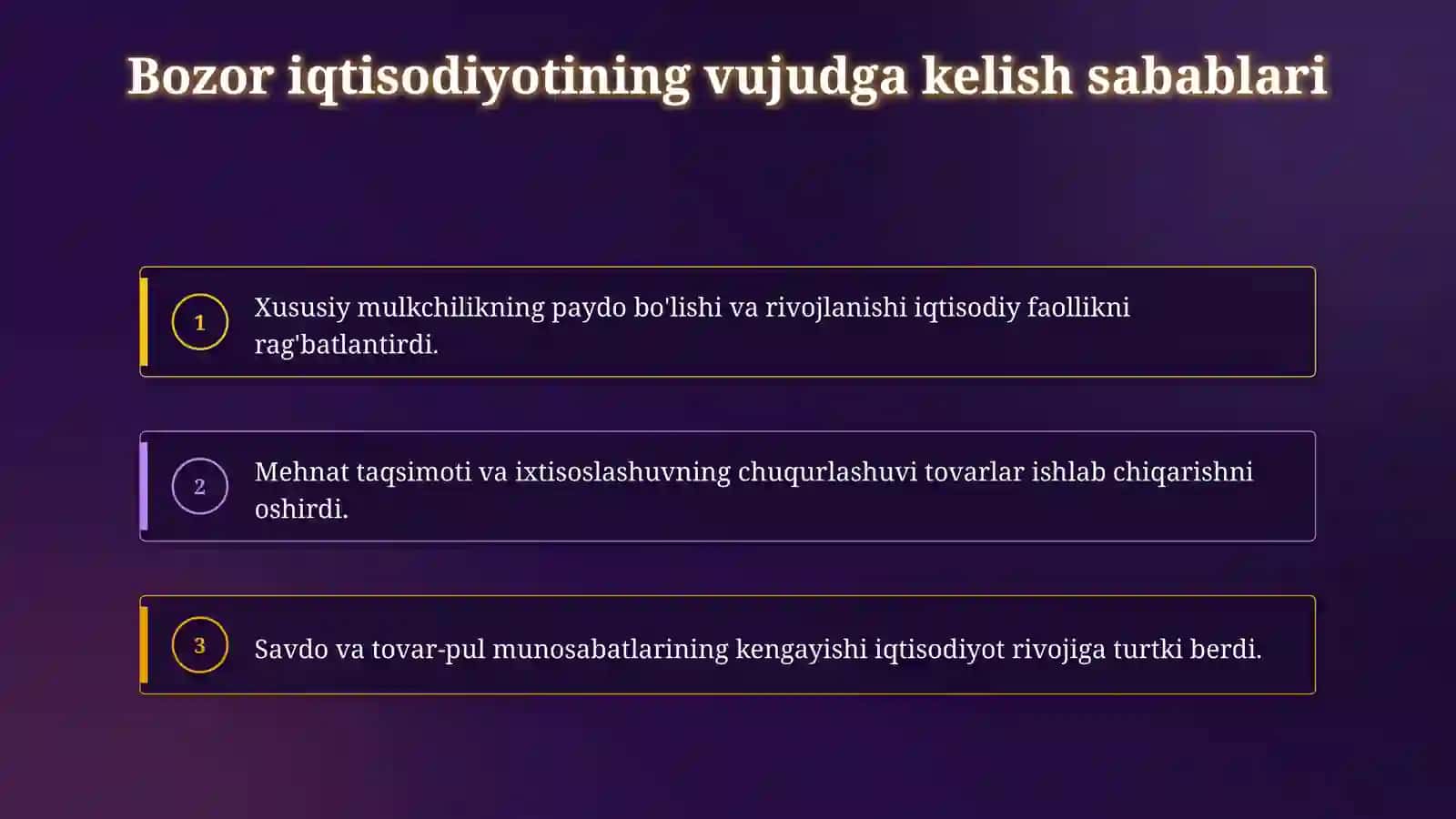 Bozor iqtisodiyoti, uning vujudga kelishi va rivojlanishining shart-sharoitlari 4