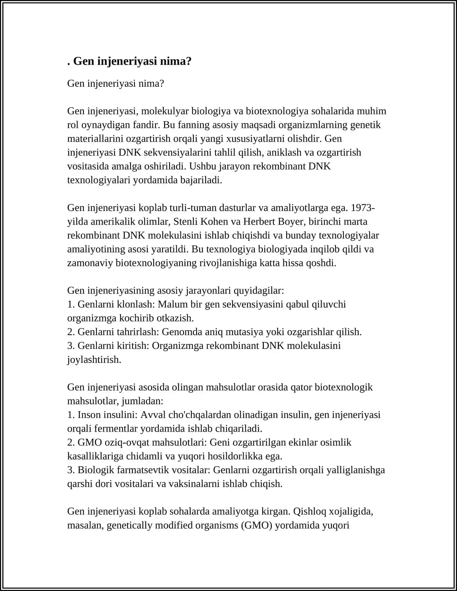 GENINJENERIYASI VA UNING MEDISINA AMALIYOTIDAGI QO'LLANISHI 4