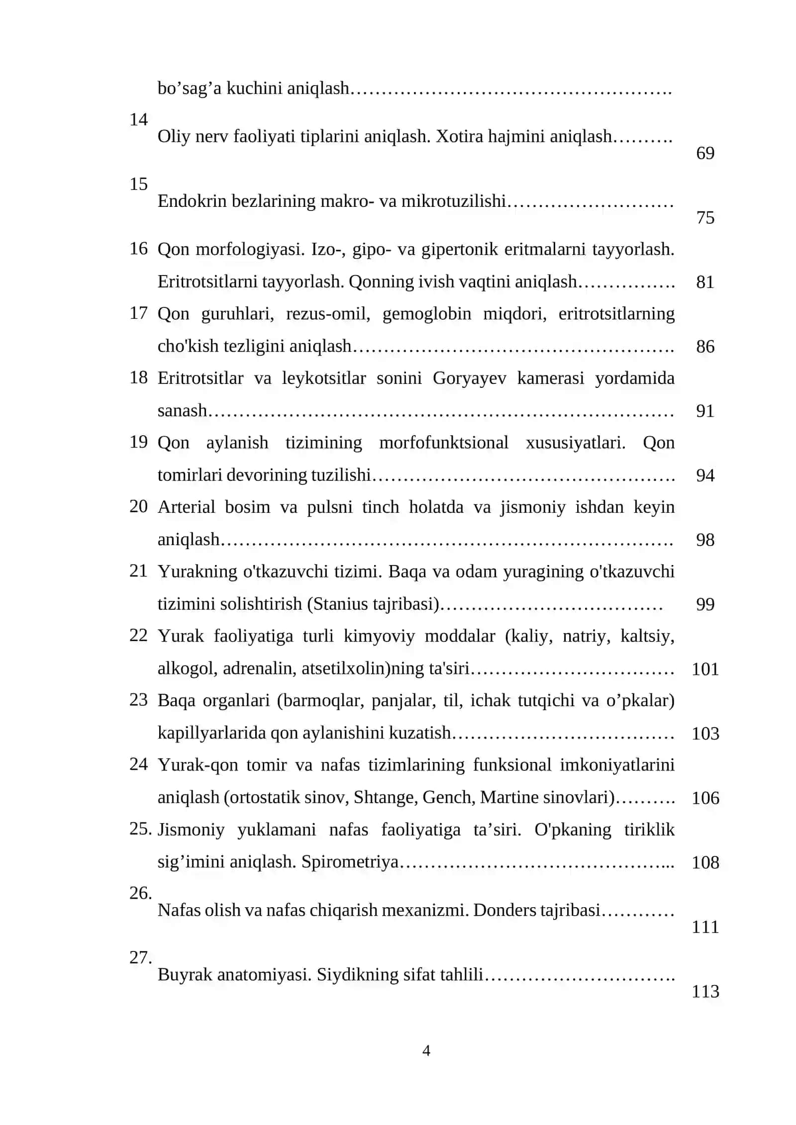 Odam va hayvonlar fiziologiyasi fanidan laboratoriya mashg'ulotlari 4
