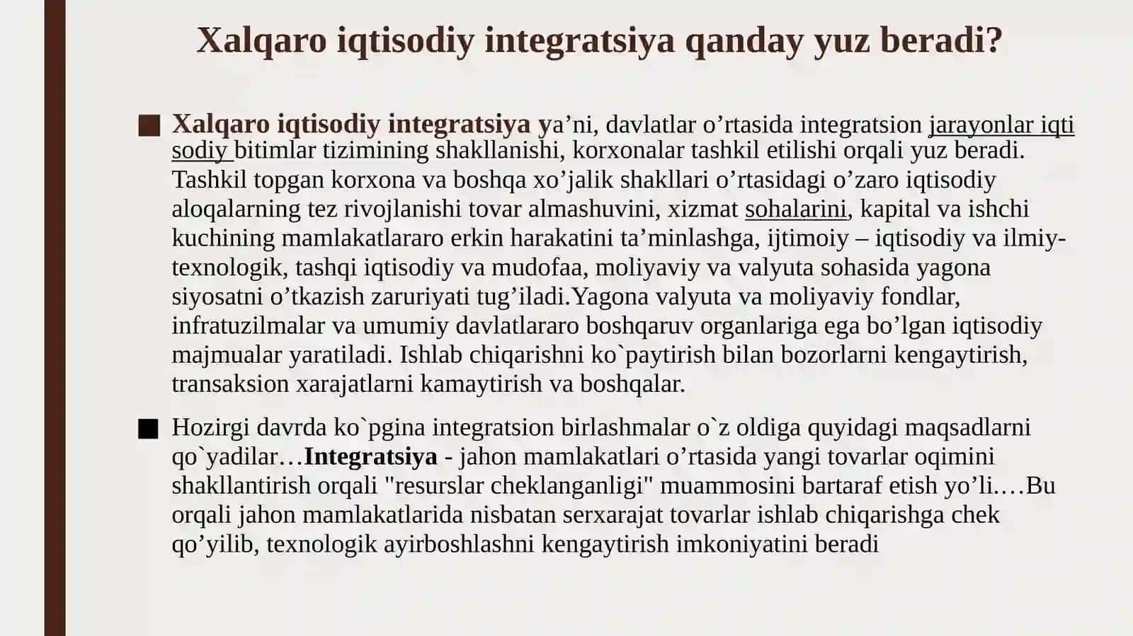 XALQARO IQTISODIY INTEGRATSIYA VA XALQARO VALYUTA MUNOSABATLARI 4
