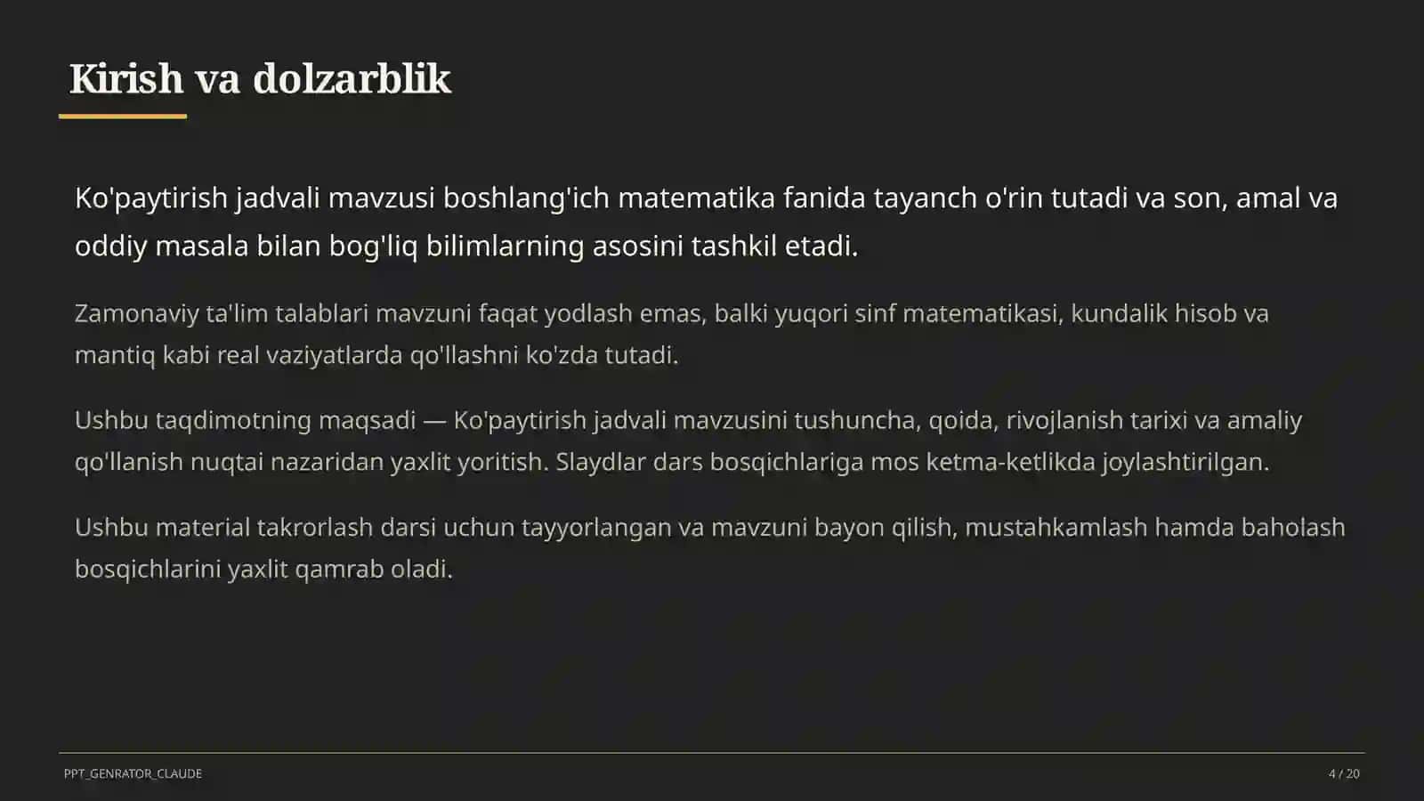 Ko'paytirish jadvali (2-sinf) 4