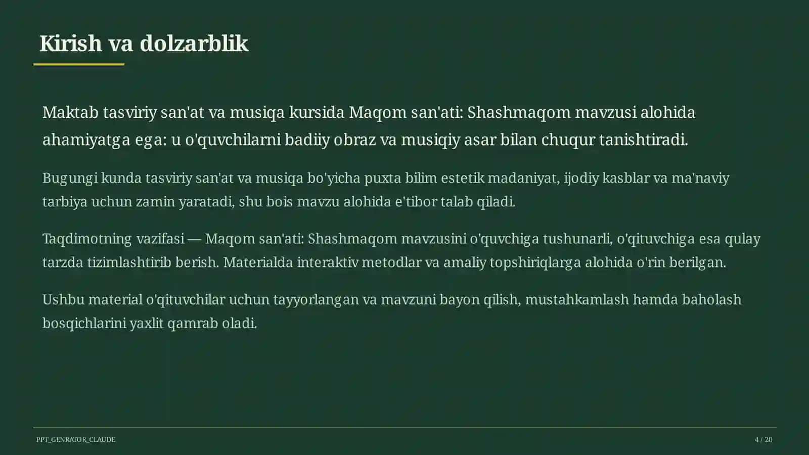 Maqom san'ati: Shashmaqom (5-sinf) 4