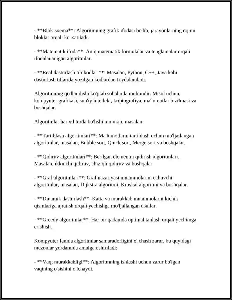 ALGORITM VA UNING TURLARI 4
