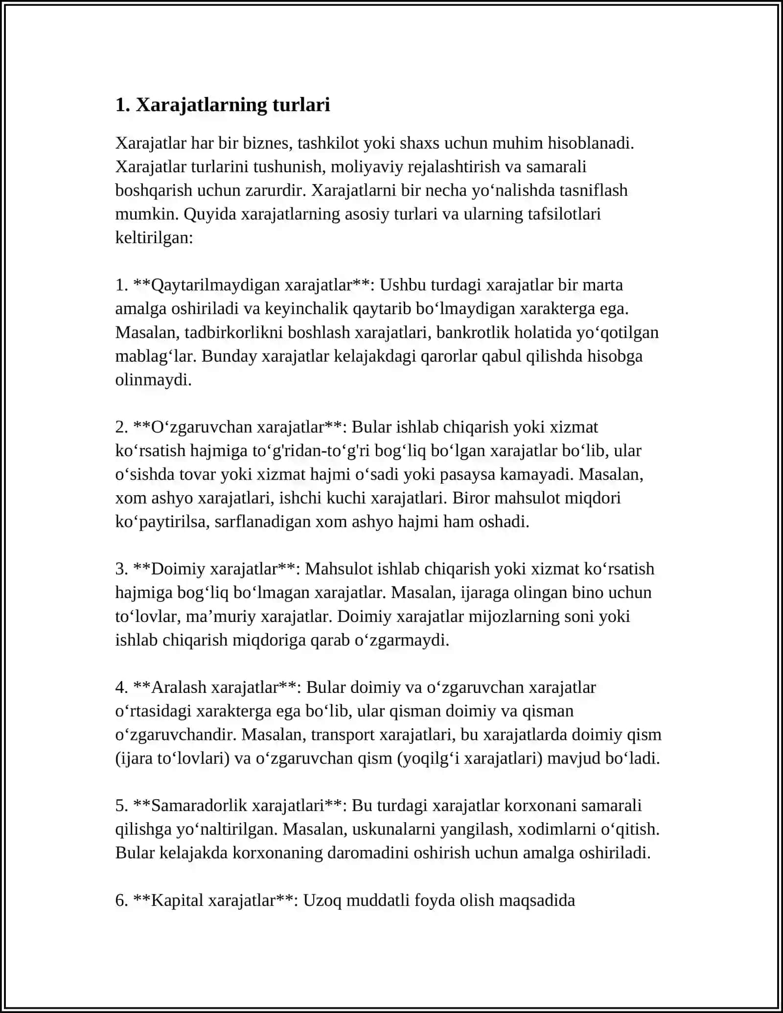 IQTISODIYOT XARAJATLAR, DAROMADLAR VA FOYDA 4