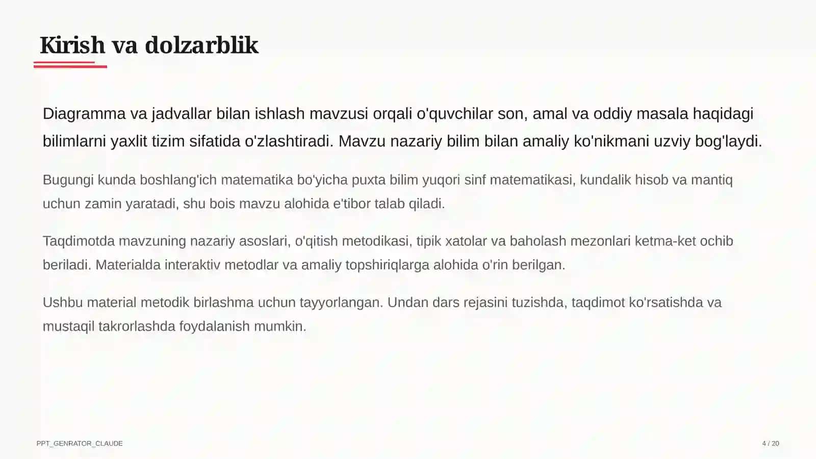 Diagramma va jadvallar bilan ishlash (4-sinf) 4