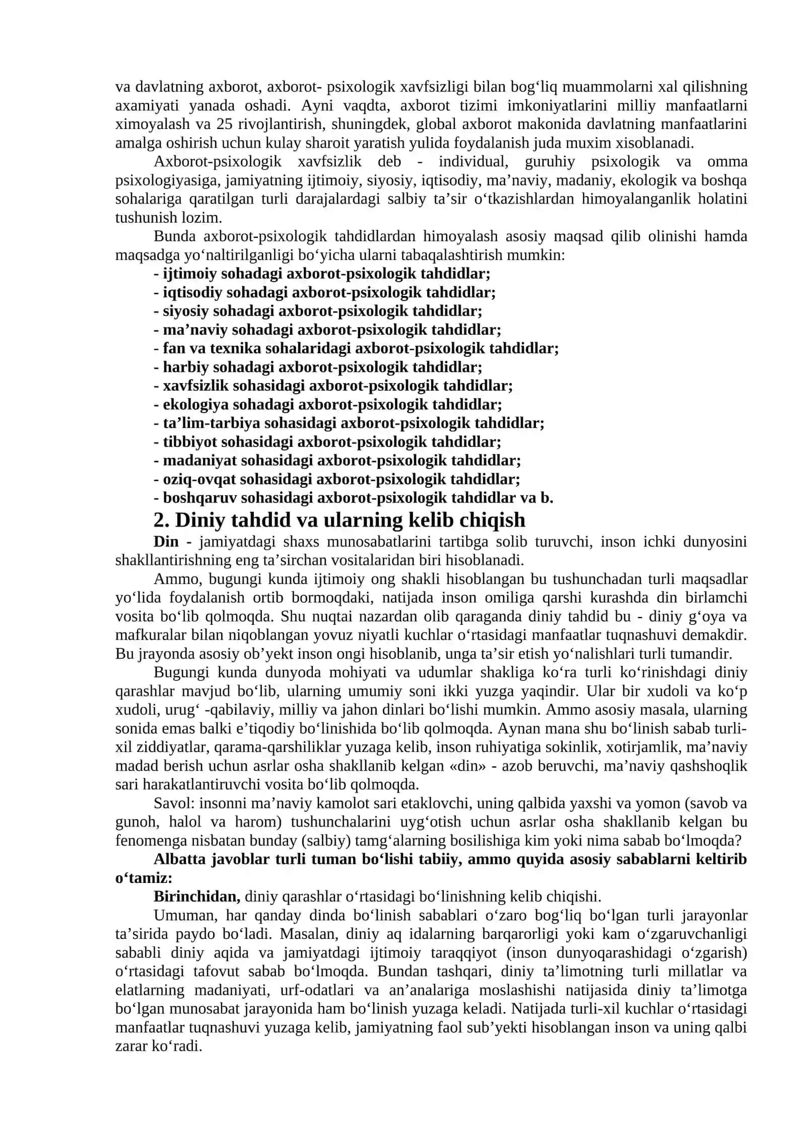 Shaxsga yo‘naltirilgan axborot: psixologik, diniy va madaniy taxdidlar 4