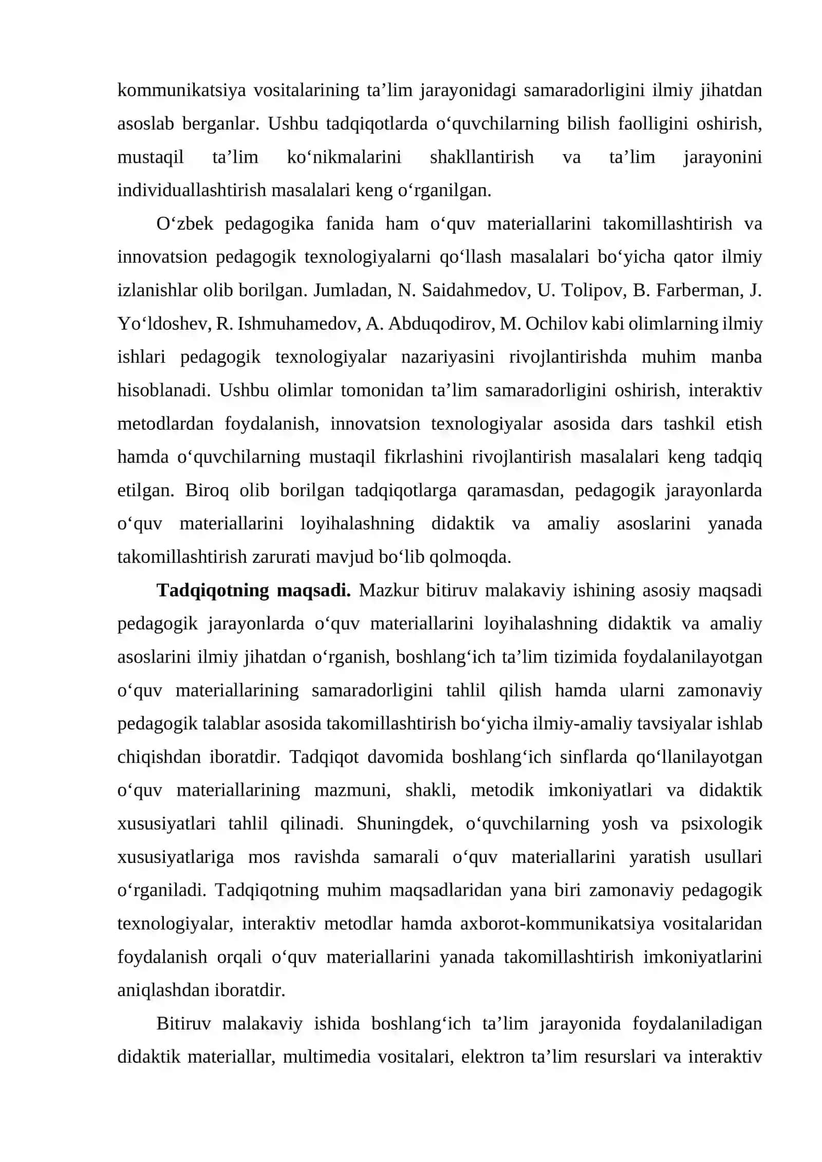 O‘quv materiallarini loyihalashning pedagogik va amaliy asoslarini takomillashtirish 4