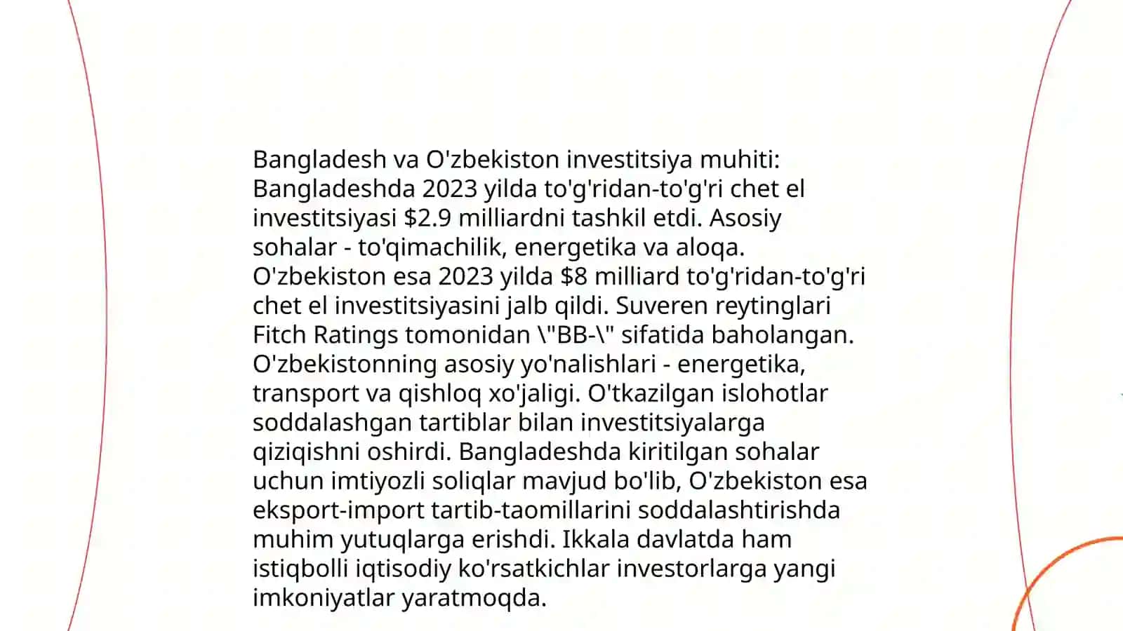 Daniya Belarus Bangladesh Oʻzbekiston Makroiqtisodiy vaziyatini songi 5 yilligini bir biri bilan taqqoslash 4