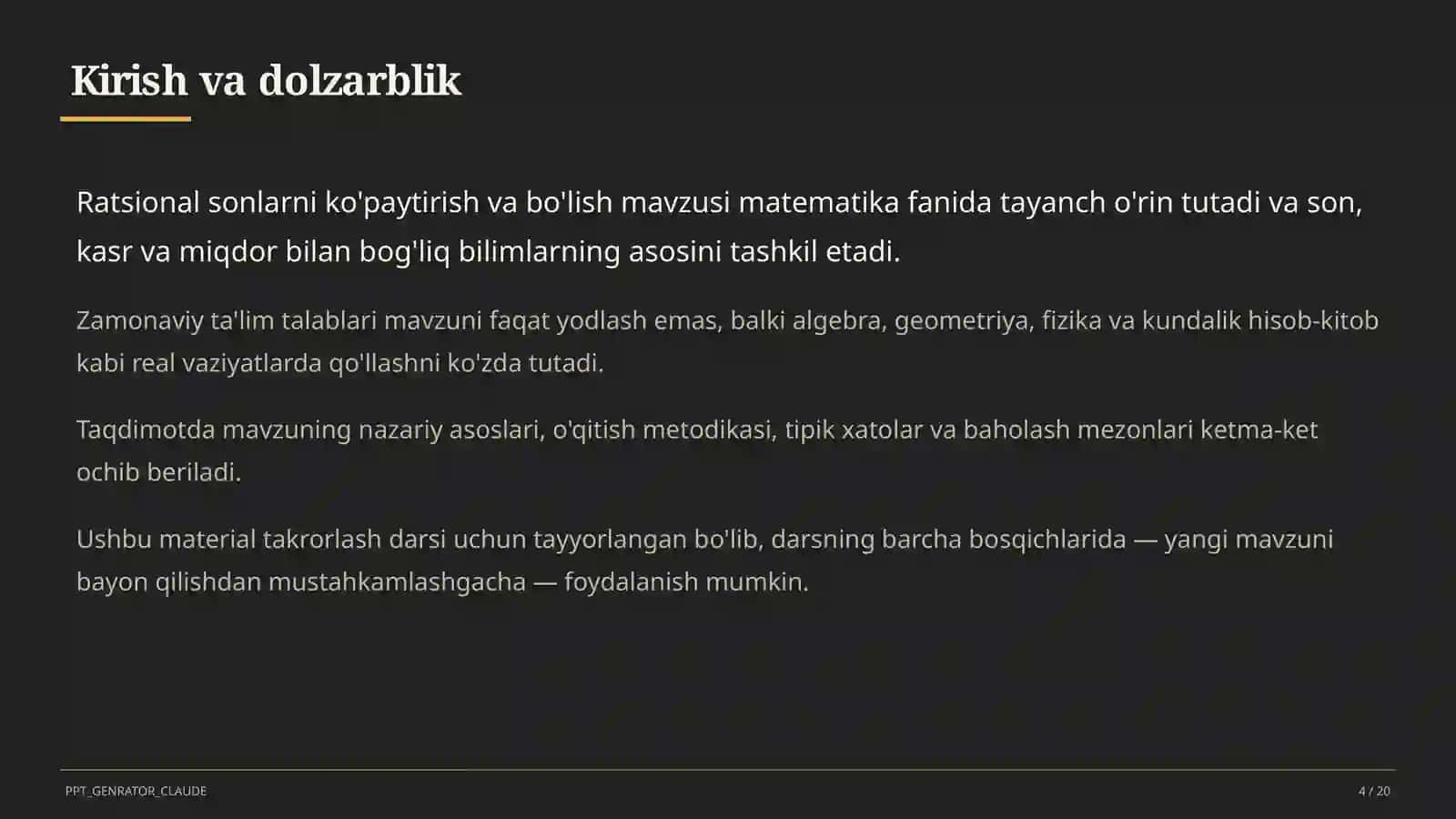 Ratsional sonlarni ko'paytirish va bo'lish (6-sinf) 4