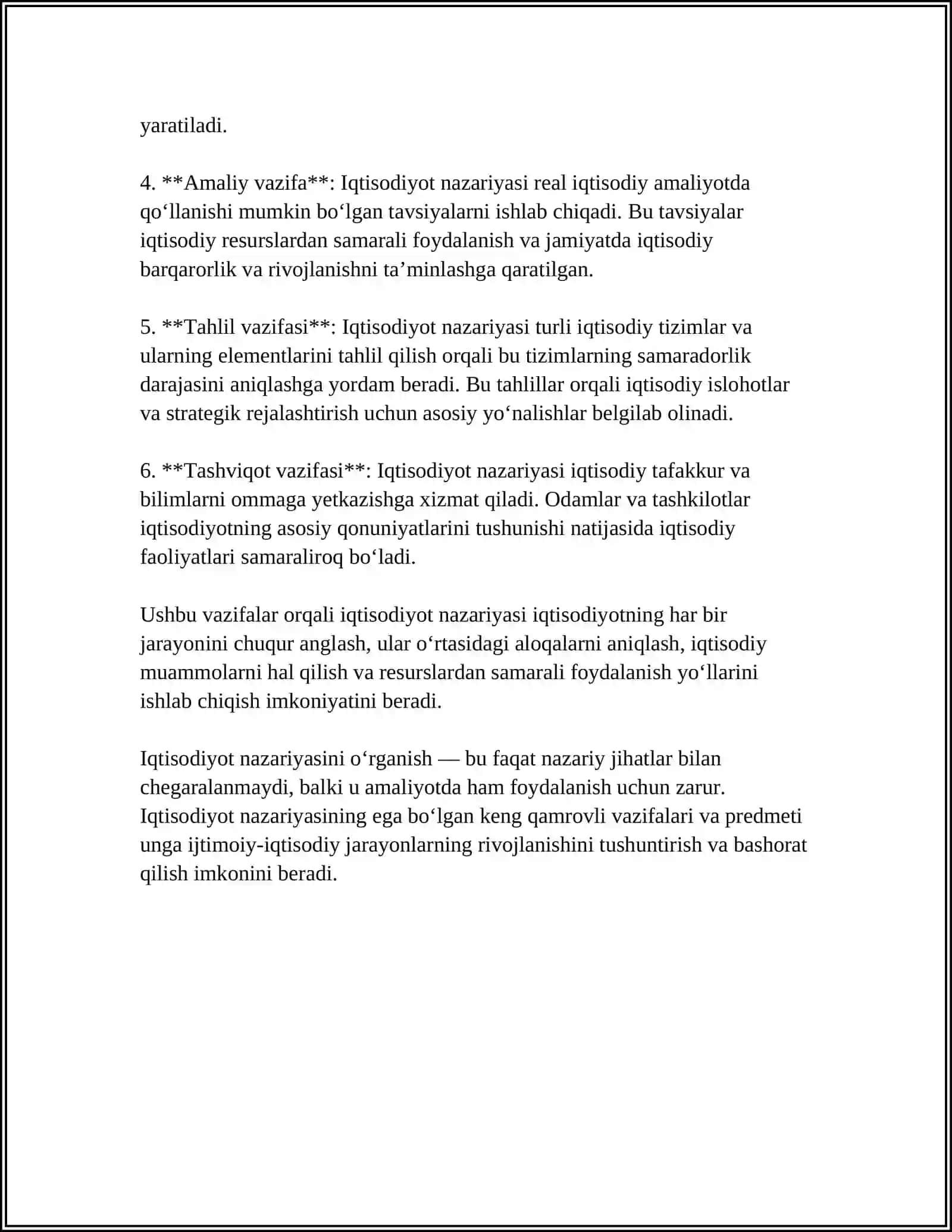 "IQTISODIYOT NAZARIYASI" FANIGA KIRISH 4