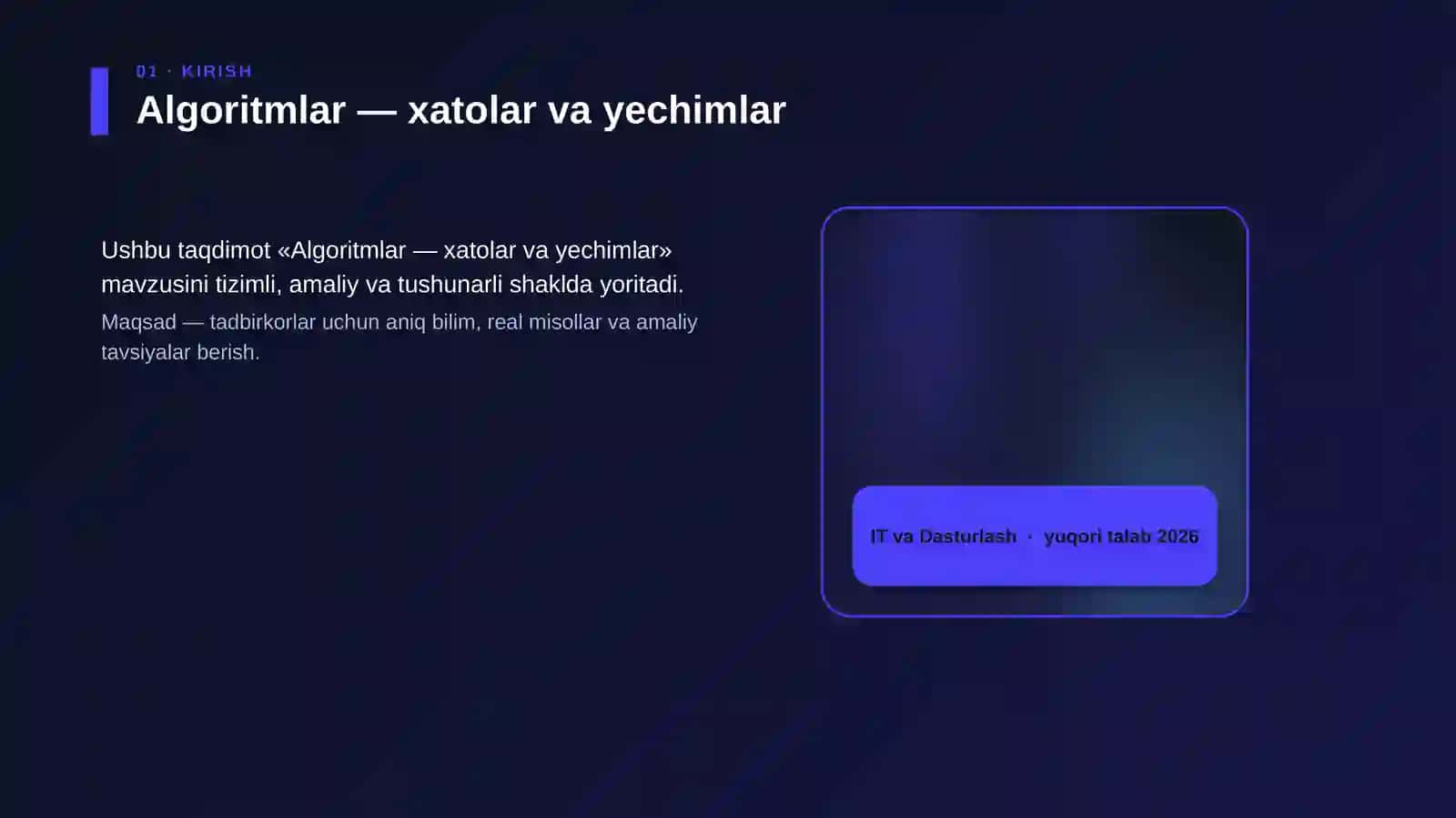 Algoritmlar — xatolar va yechimlar 4