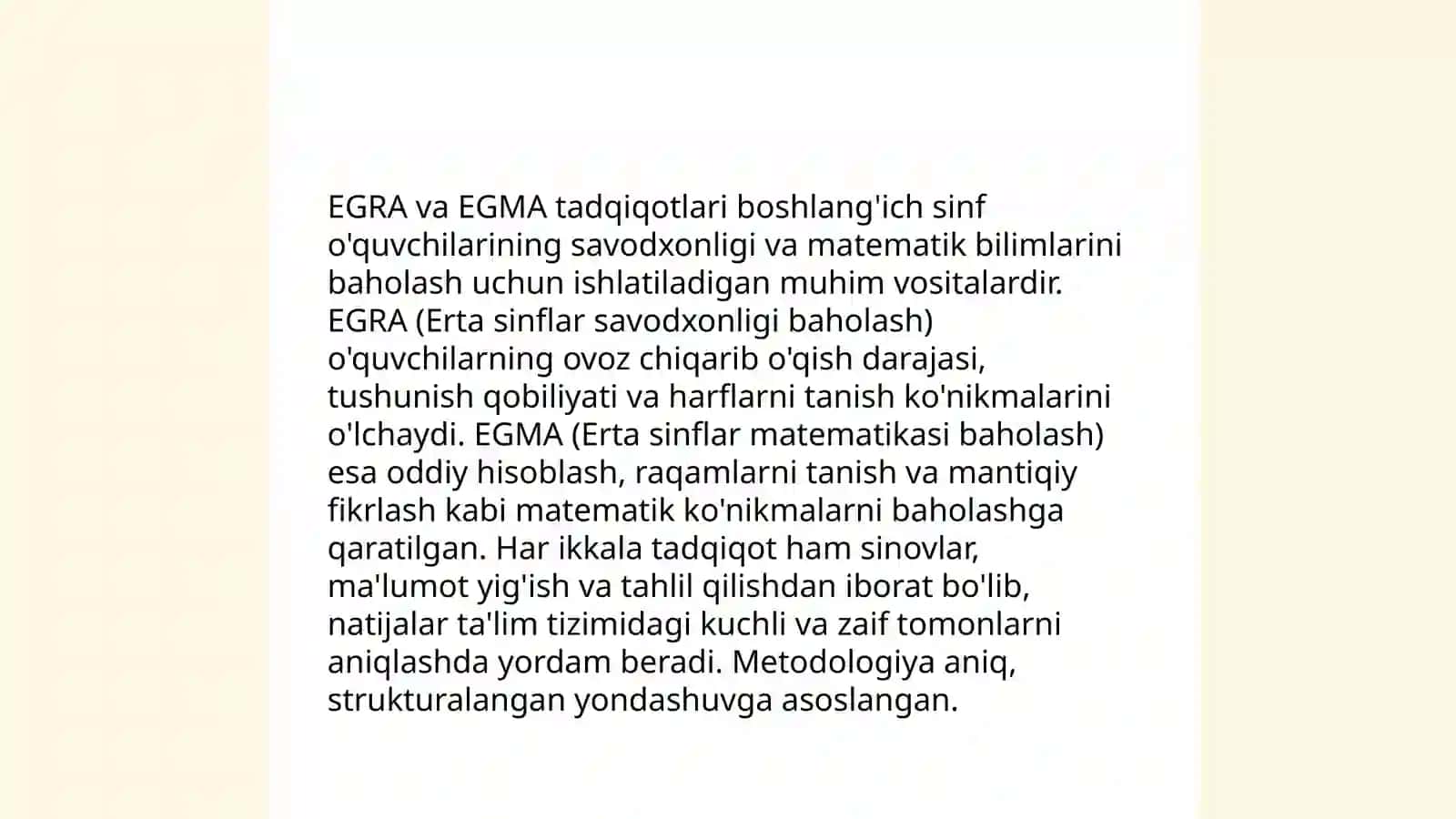 EGRA VA EGMA TATQIQOTNING TASHKIL ETILISHI 4