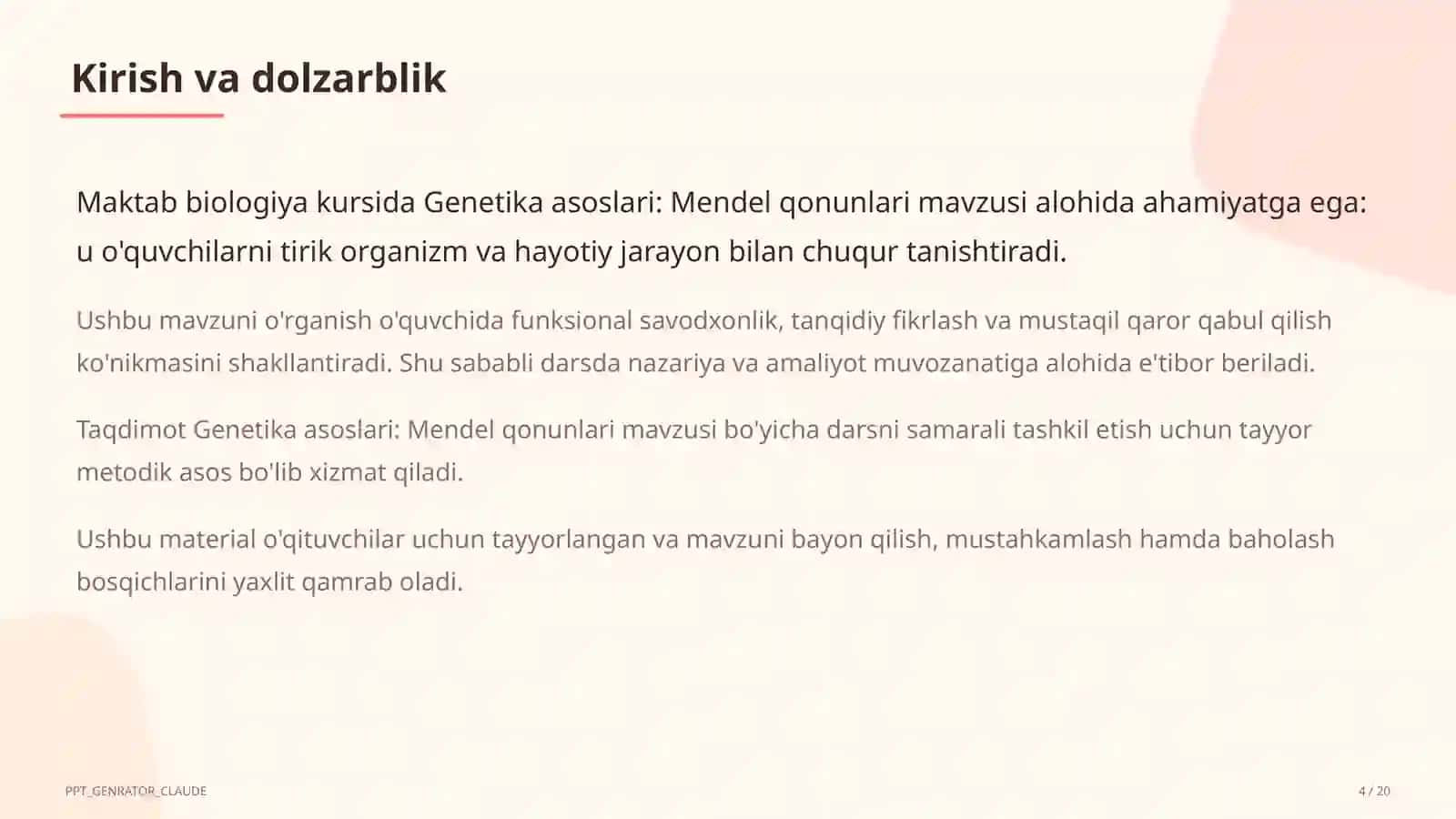 Genetika asoslari: Mendel qonunlari (9-sinf) 4