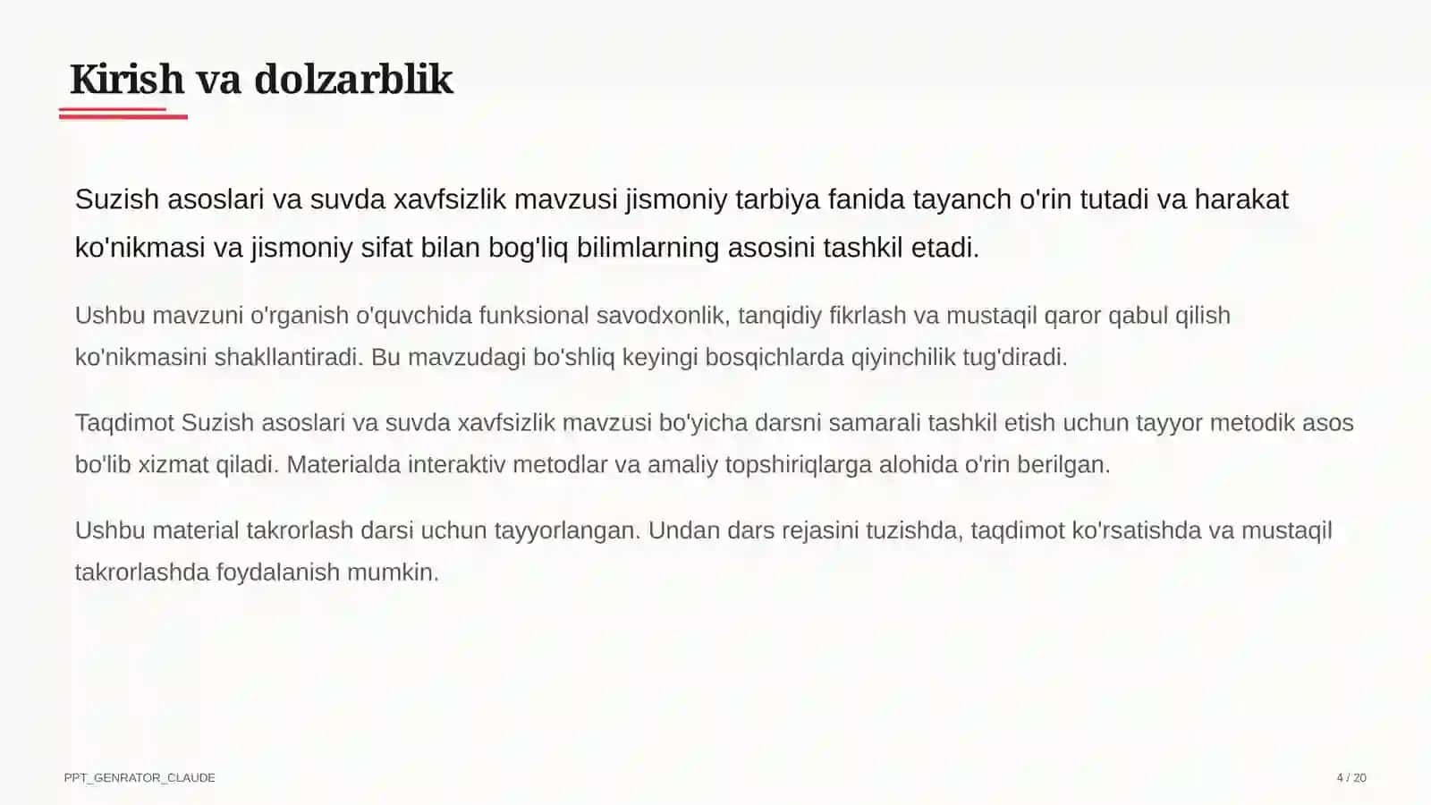 Suzish asoslari va suvda xavfsizlik (6-sinf) 4