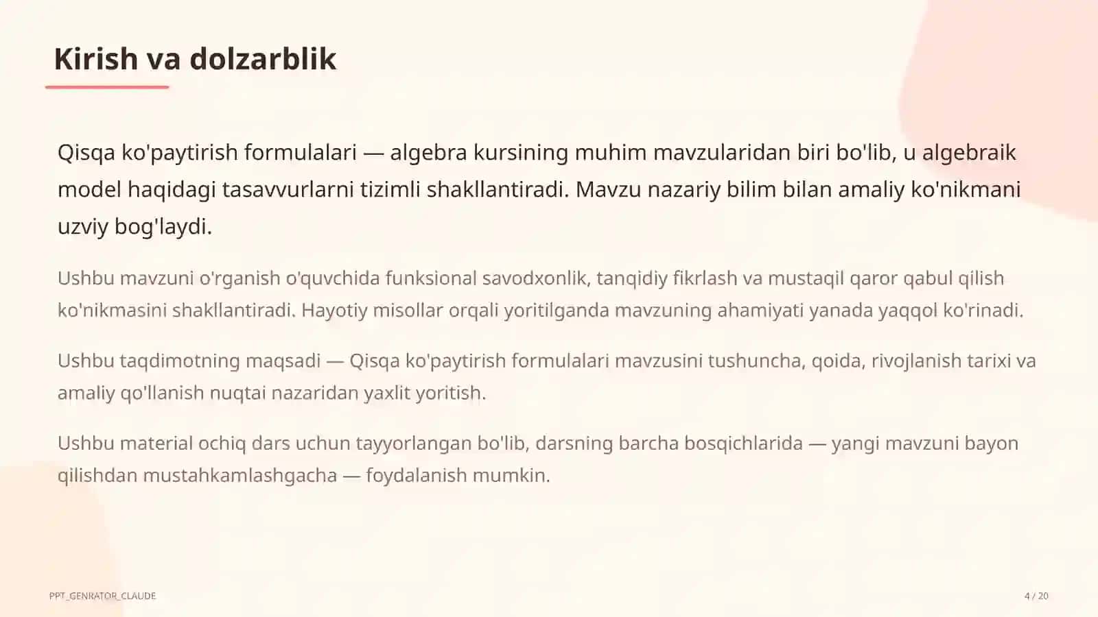 Qisqa ko'paytirish formulalari (7-sinf) 4