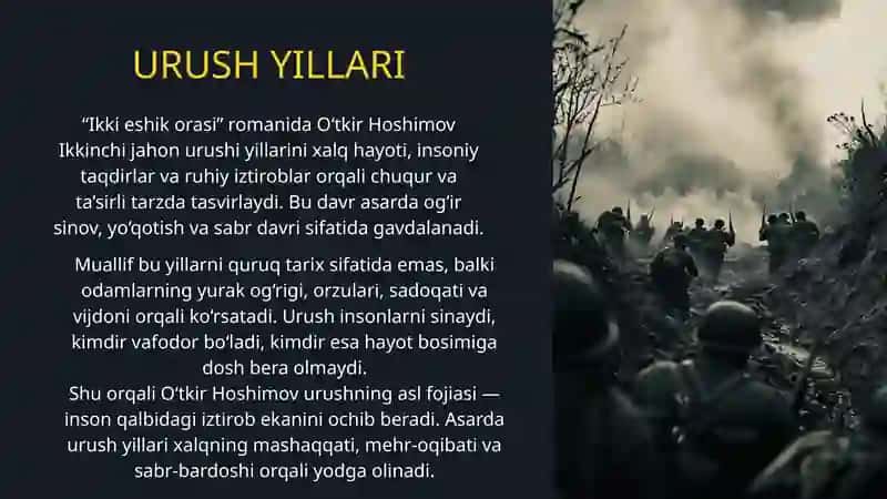 "IKKI ESHIK ORASI" haqida slayd 4