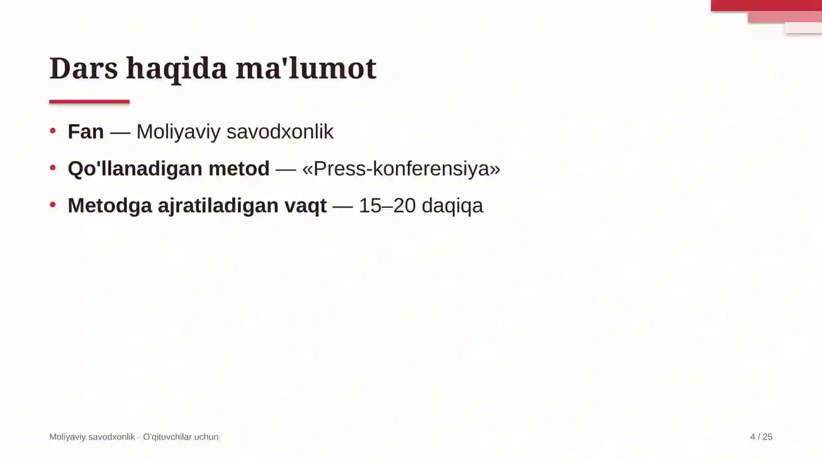 moliyaviy savodxonlik darslarida press konferensiya metodidan foydalanish 7573 4