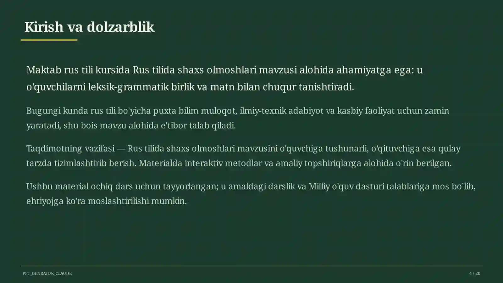 Rus tilida shaxs olmoshlari (5-sinf) 4