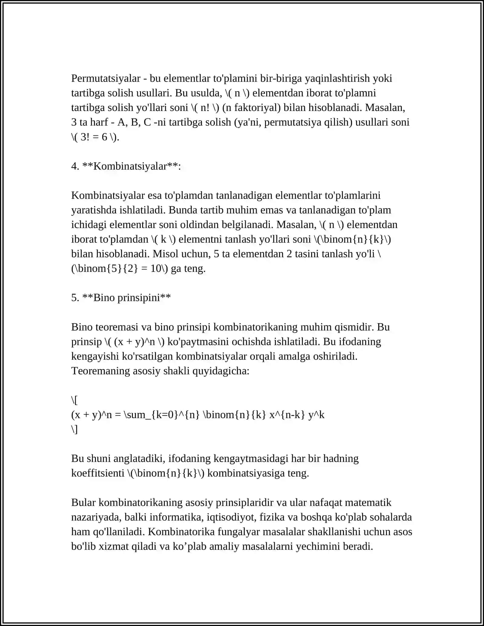 Kombinatorika Asosiy Prinsiplari 4