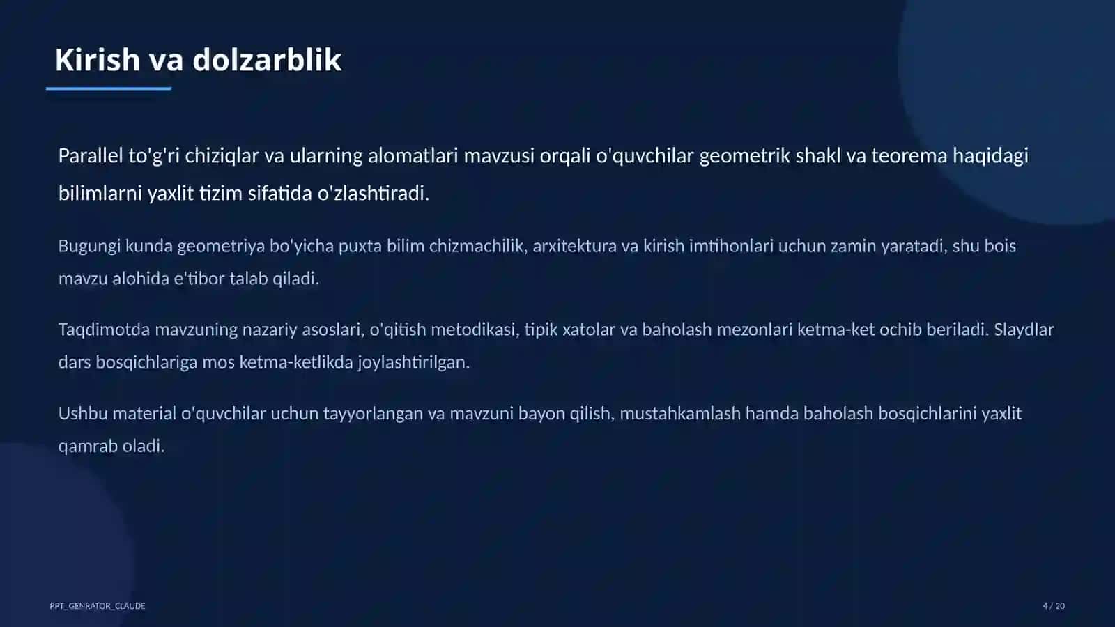 Parallel to'g'ri chiziqlar va ularning alomatlari (7-sinf) 4