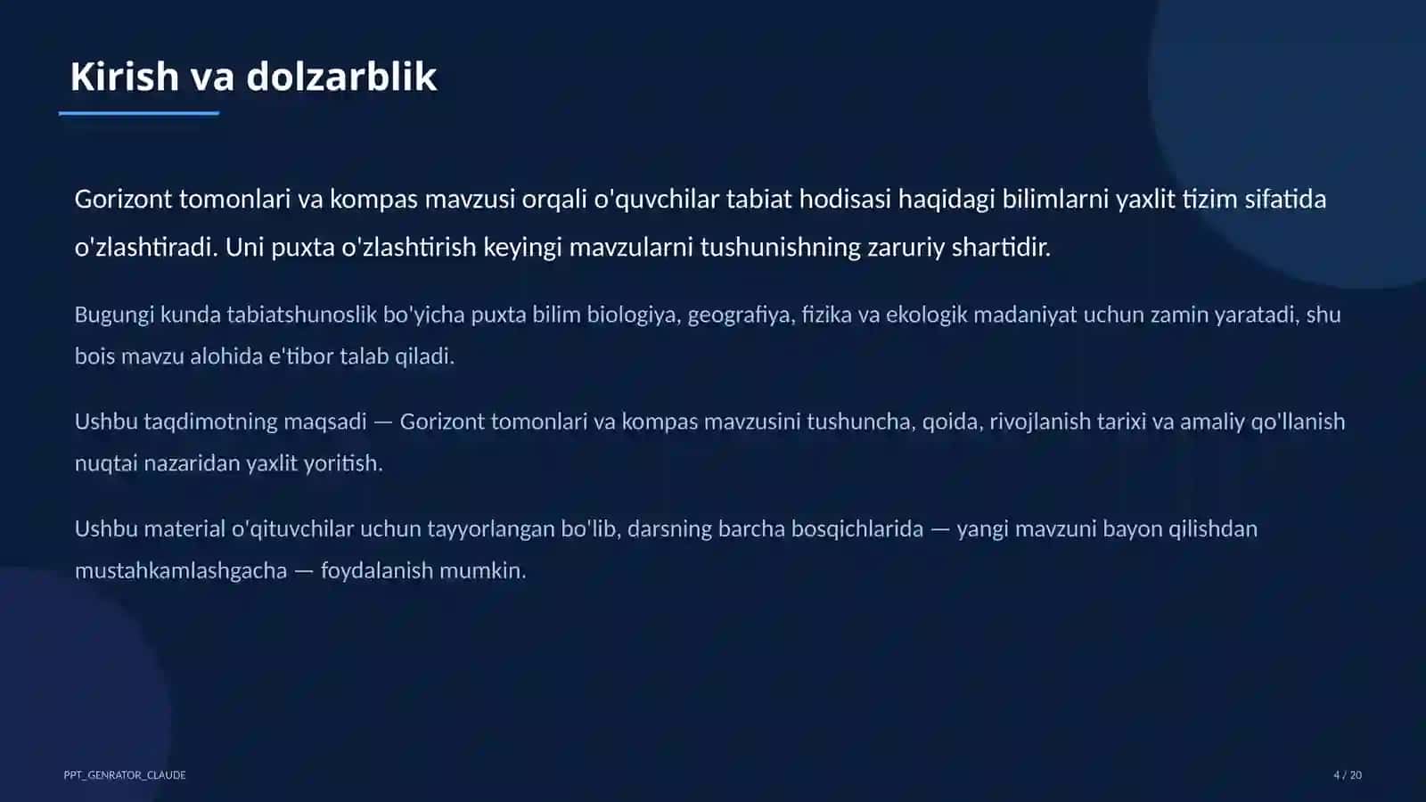 Tabiatshunoslik (1–4) — o'qituvchilar uchun 4