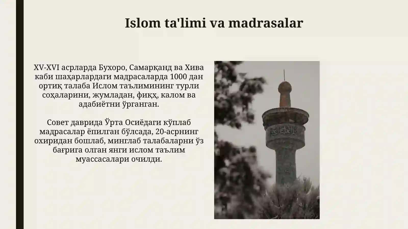 Islomning Markaziy Osiyo mintaqasidagi o'rni va ahamiyati 4