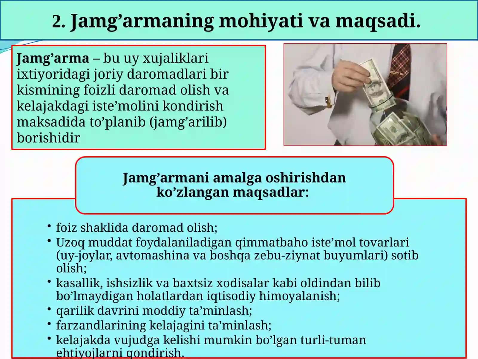 ISTE’MOL, JAMG’ARMA VA INVESTITSIYA 4