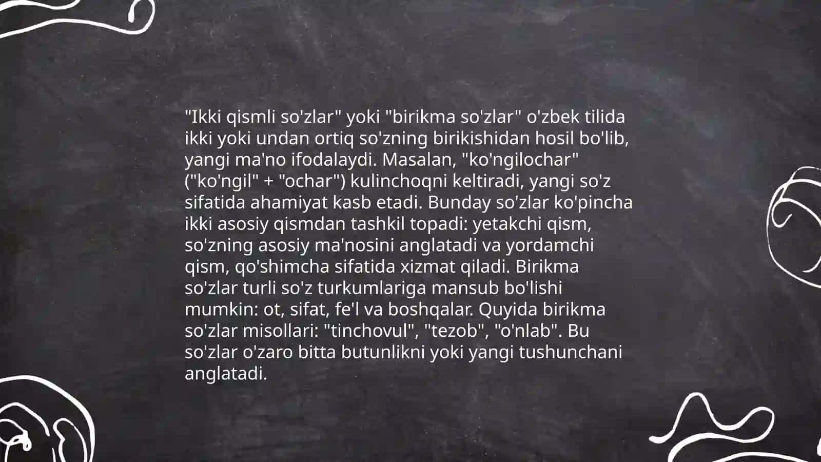 Ozbek tilida qoshib yoziladigan sozlar va ularning imlosi 4