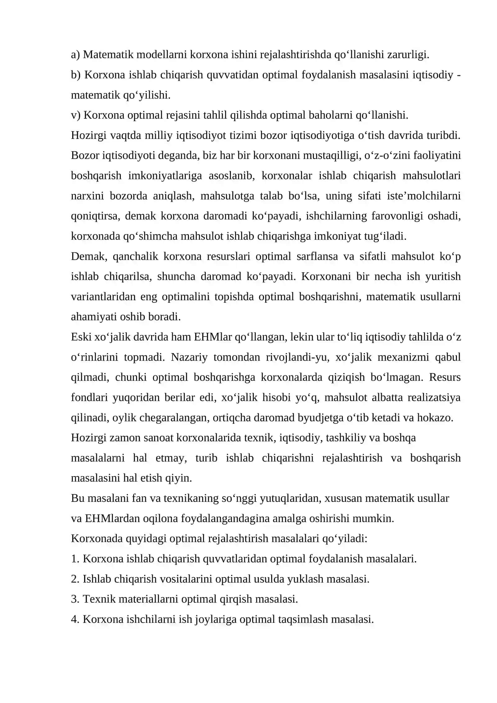 FIRMA VA TARMOQLAR ISH FAOLIYATINI OPTIMALLASH MODELLARI 4