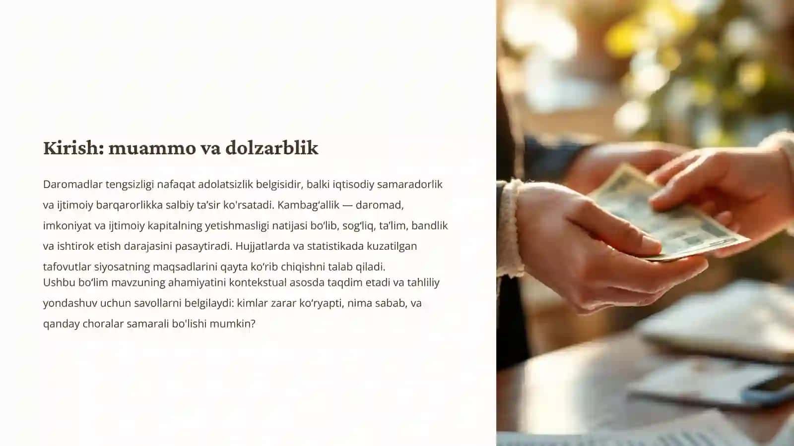 Daromadlarni qayta taqsimlash va kambag'allikni qisqartirish siyosati 4