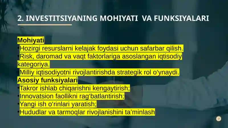 Investitsiyalarning iqtisodiy mazmuni va mohiyati 4