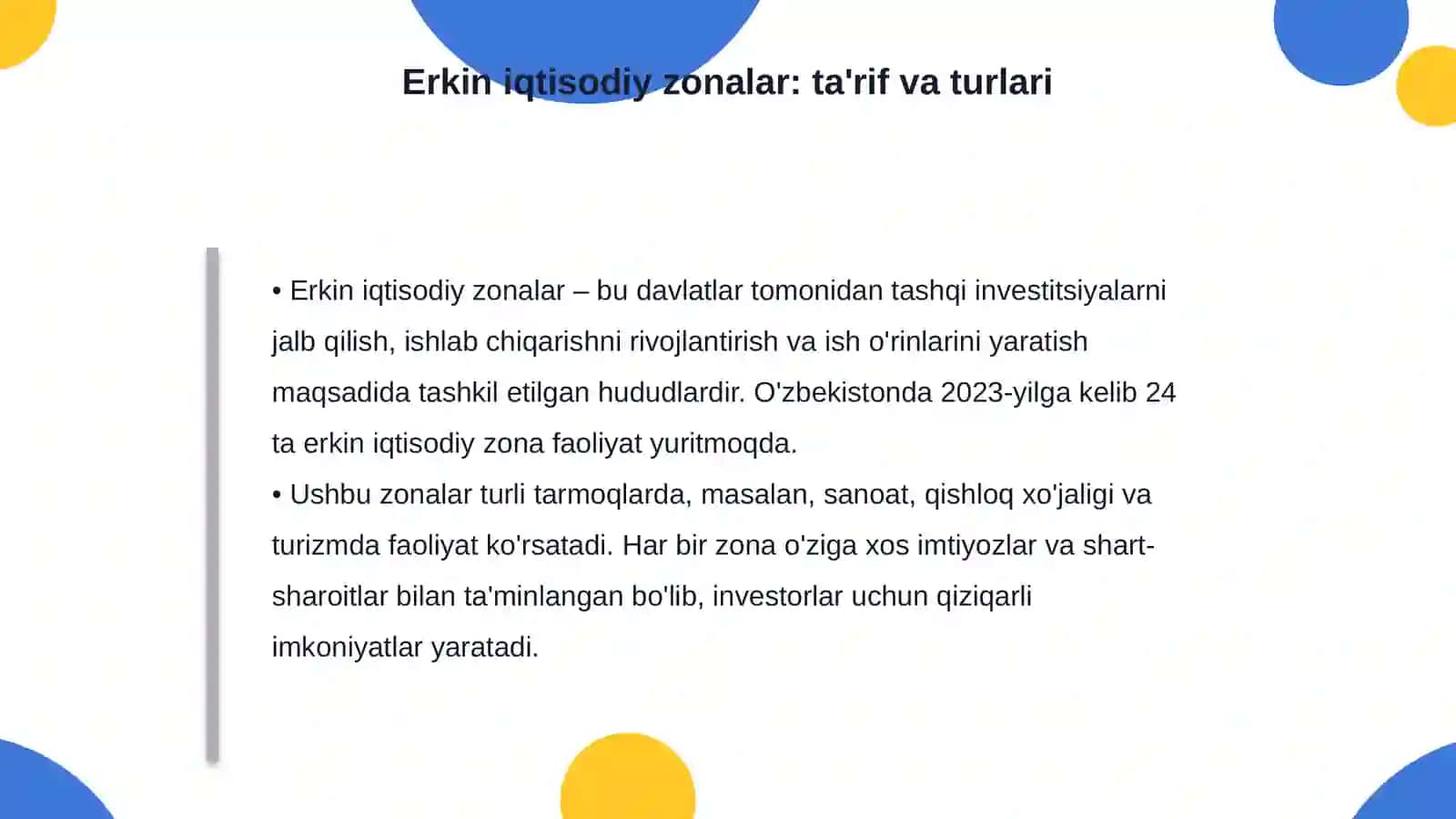 Tashqi iqtisodiy bitimlar erkin iqtisodiy zonalar 4