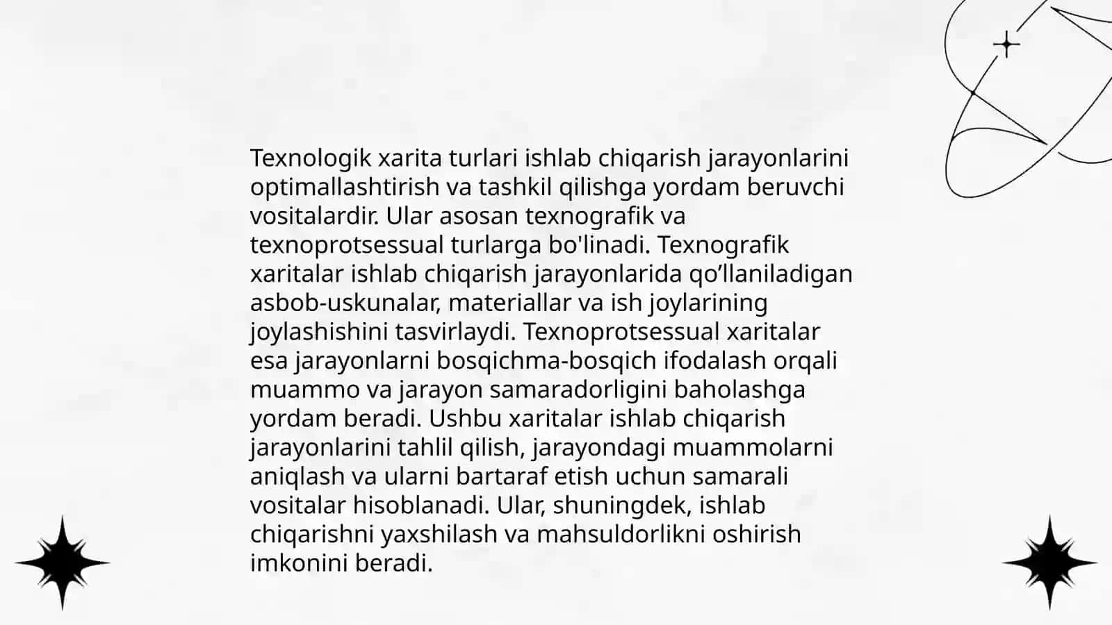 Texnologik xaritaning roli va uni ishlab chiqarish 4