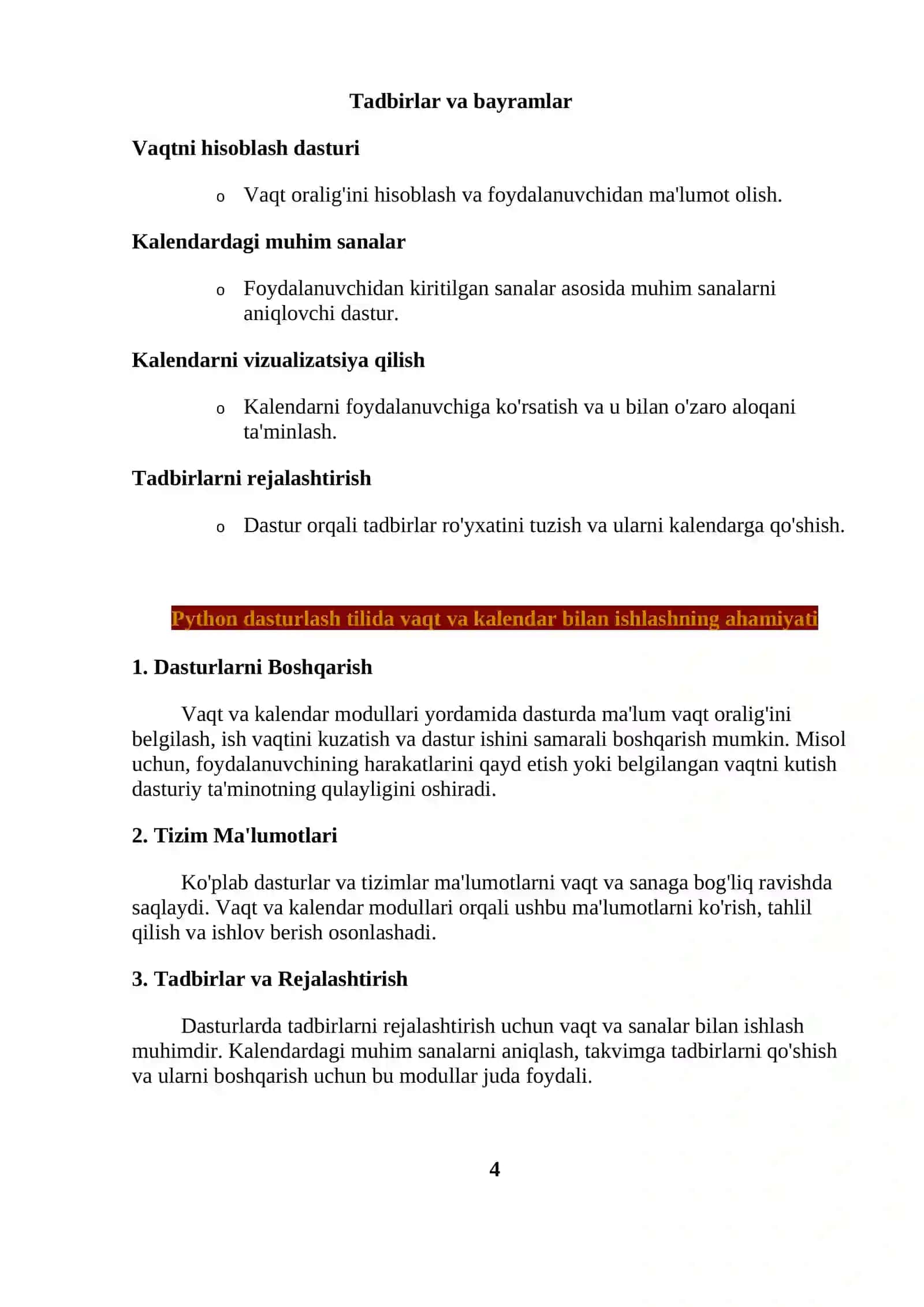 Pythonda time,calendar moduli bilan ishlash 4