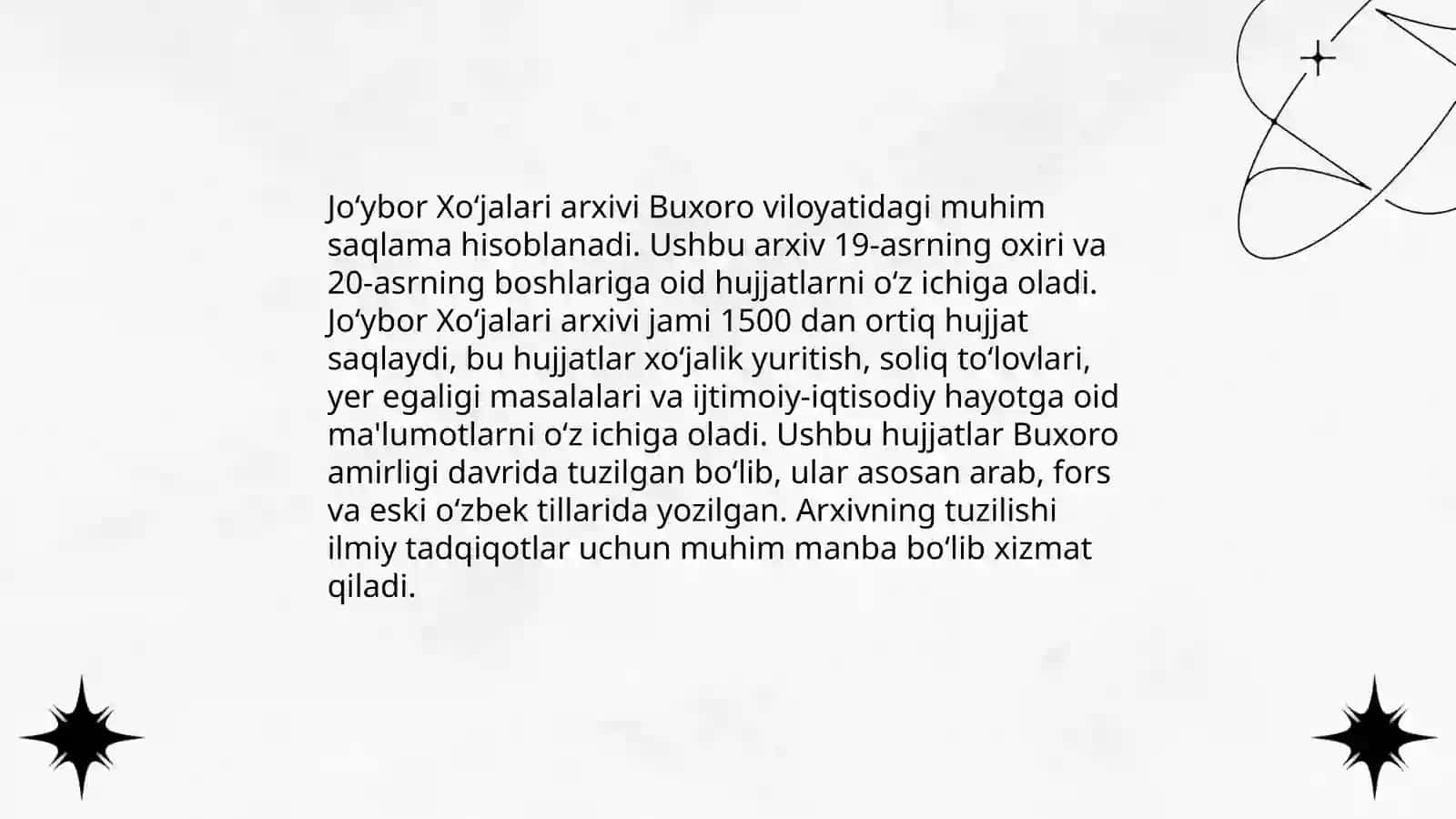 Joʻybor Xoʻjalari arxivi.Buxoro amirligining qoʻshbegi arxivi 4