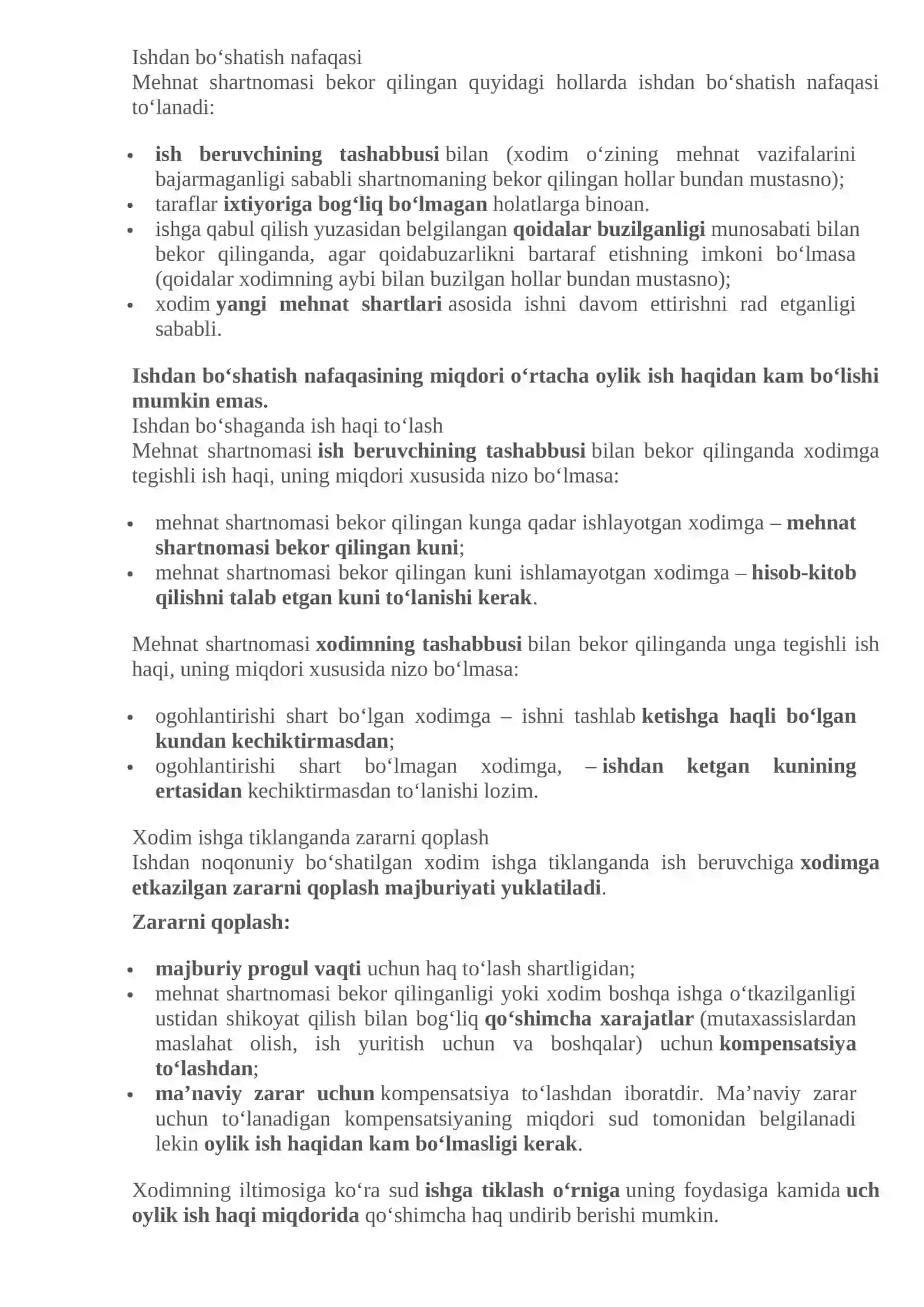 Mehnat shartnomasini bekor qilish tushunchasi 4