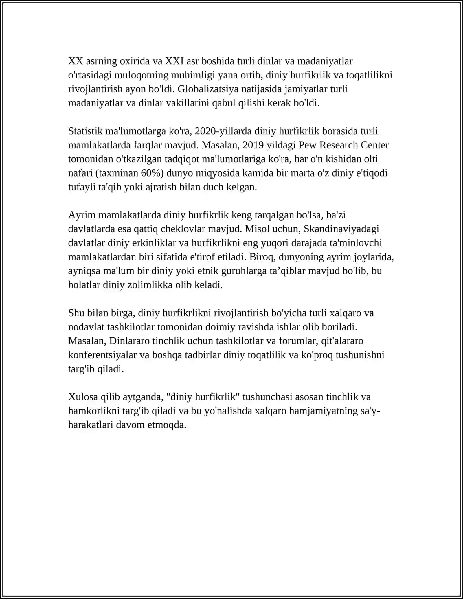 DIN VA HURFIKIRLIK MAVZUSIDAPREZINSATSIYA TAYYORLASH BERDIEVNING DINIY HURFIKIRLIK HAQIDAGI GʻOYALARINI GʻAZZOLIY GʻOYALARI BILAN QIYOSLASH 4
